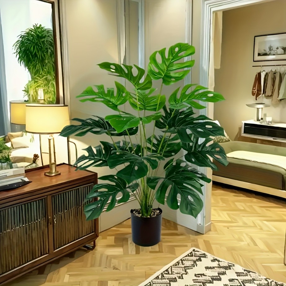 Artificial Monstera Leaves 18 Heads Faux Greenery Stems Home Decor Plant Wall