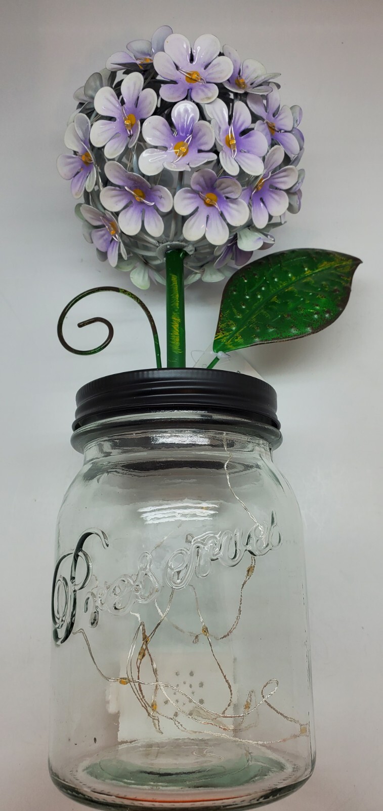 LED Lighted Metal Hydrangea in Jar with fairy light, Ultimate in.. Purple Q9
