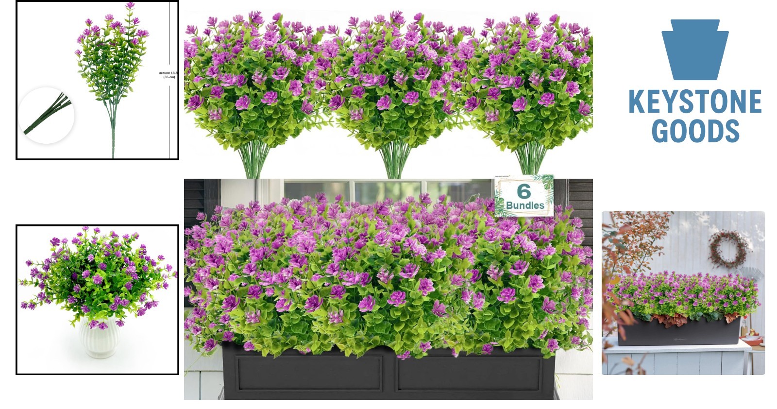 6-Pack UV-Resistant Artificial Outdoor Flowers for Decor