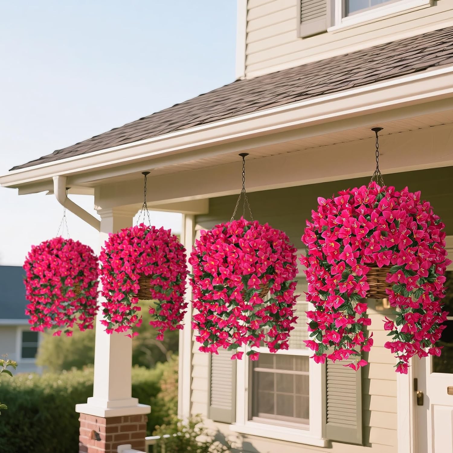 Artificial Bougainvillea Flowers Plants for Outdoors Decoration, 2 Pcs Faux Silk