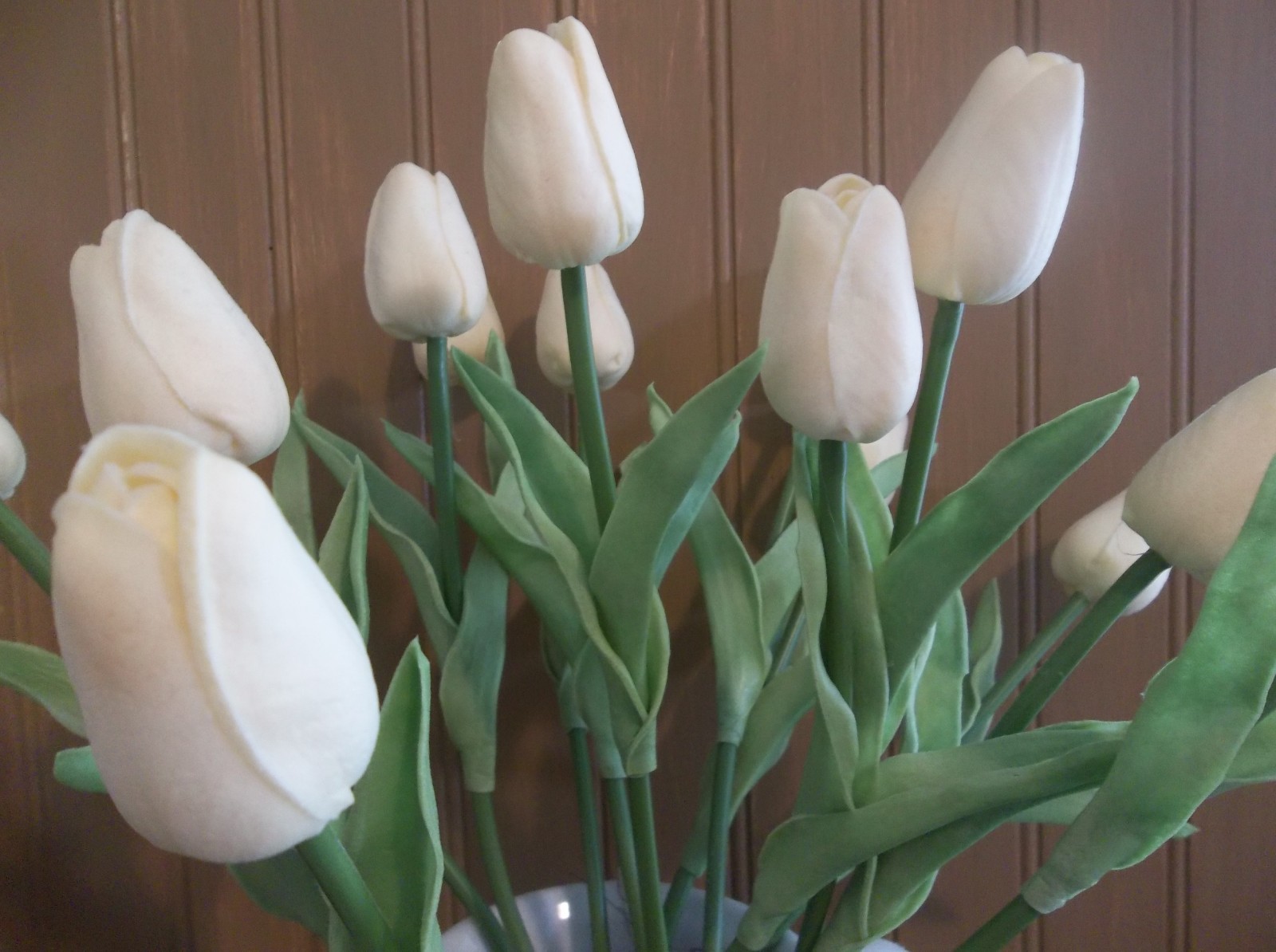 Group of Thirty Cream Colored “Real Touch” Faux Tulips