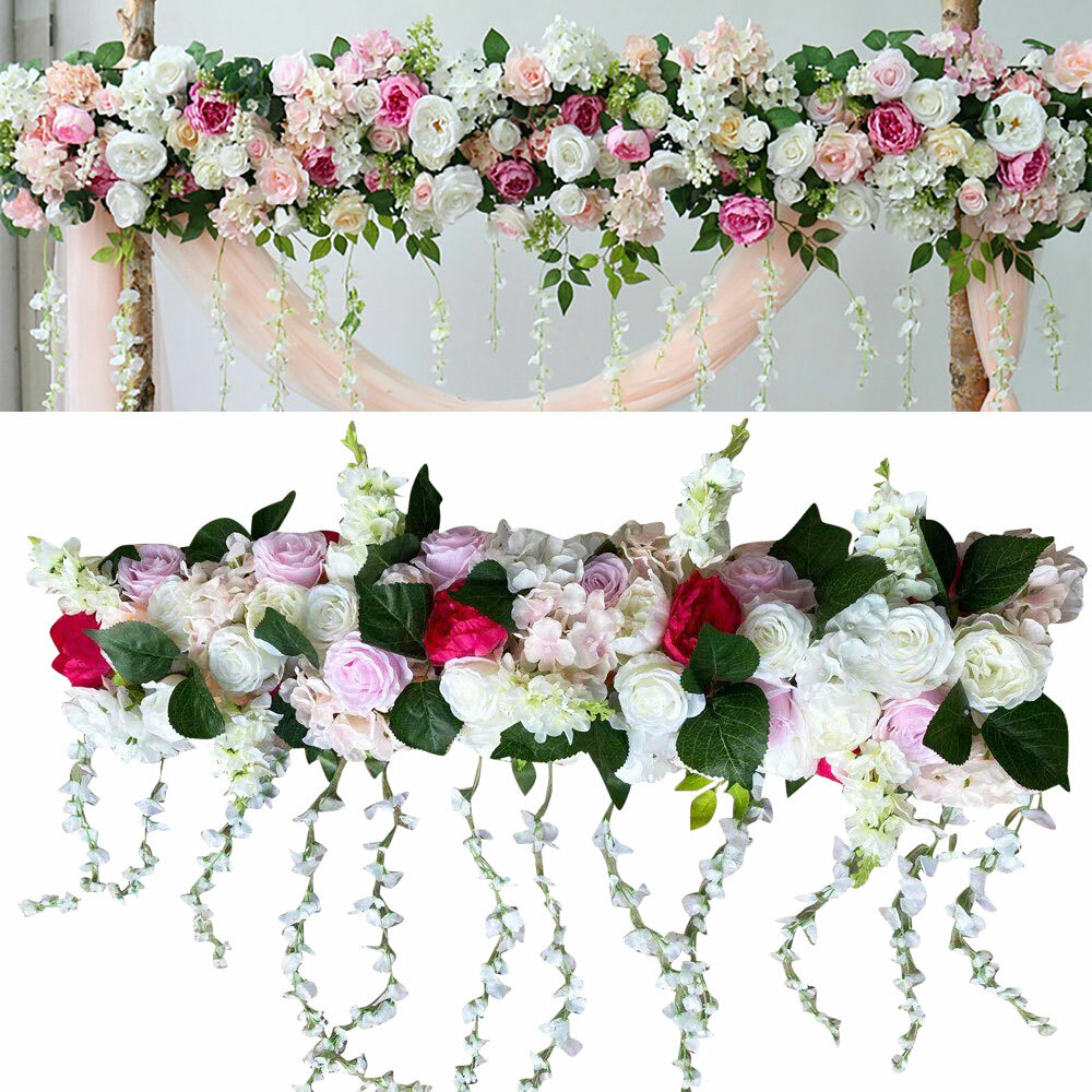 100cm Artificial Rose Flower Row Wedding Arch Stage Wall Background Decoration