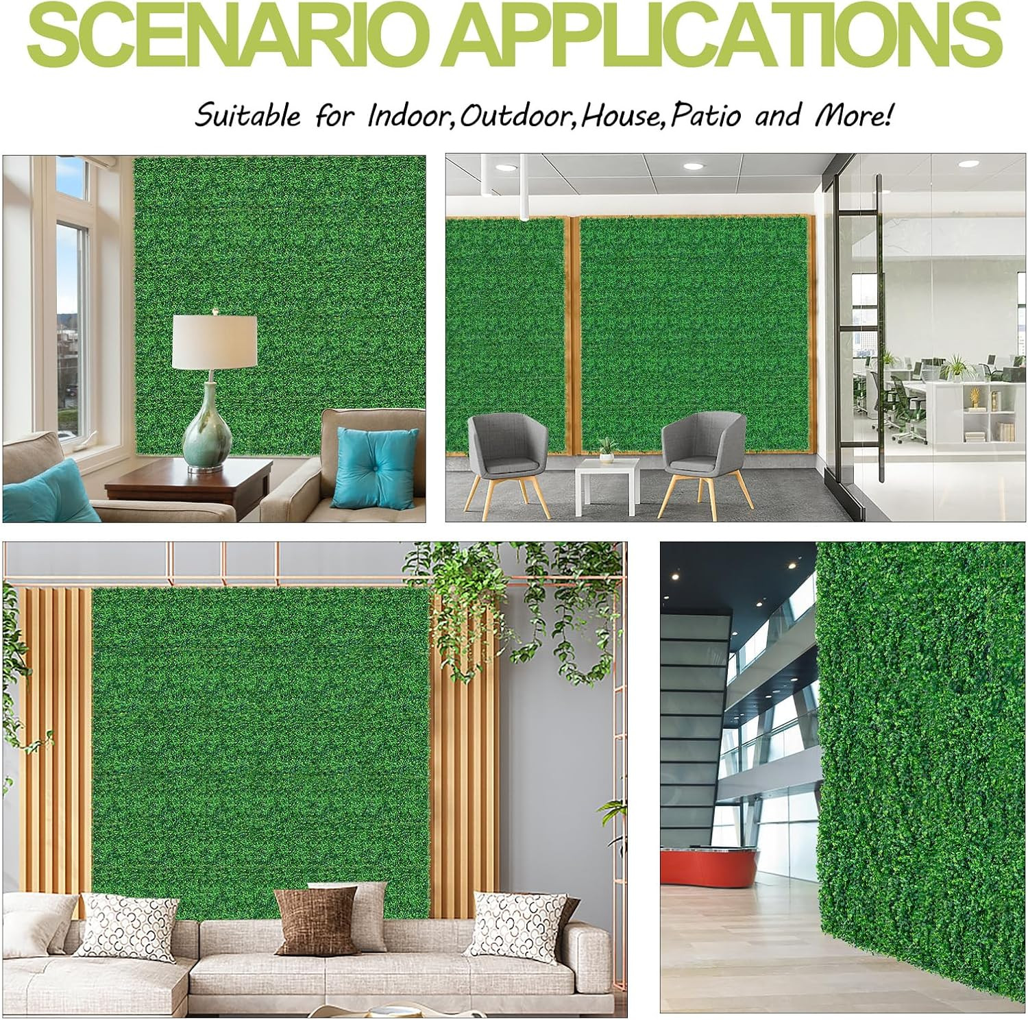 AOKIE 10″x10″ Artificial Grass Wall Panels – 24Pcs Boxwood Hedge Decor
