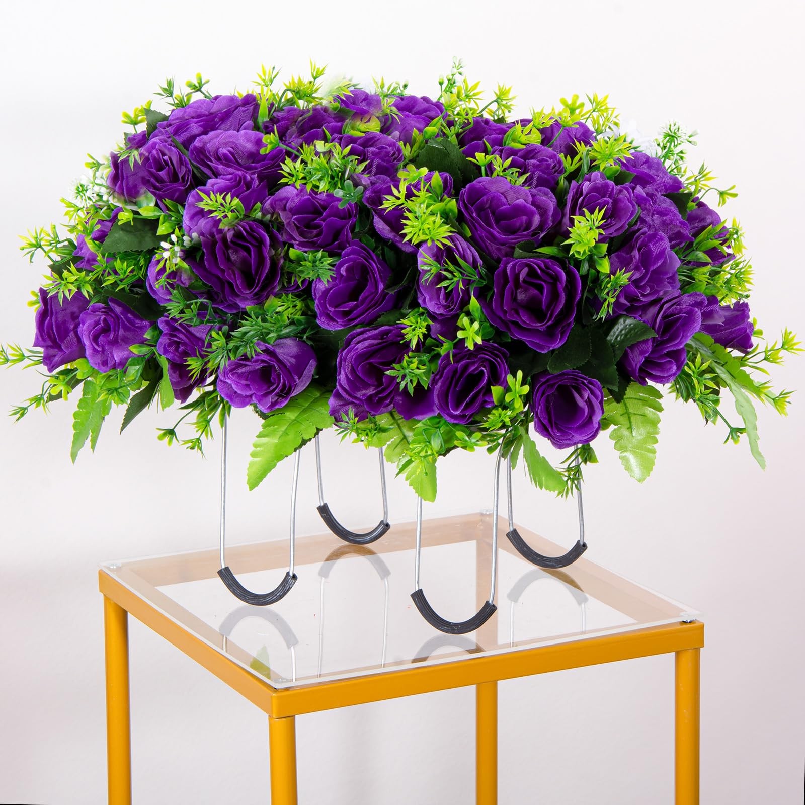 Artificial Headstone Flower Saddle, Silk Cemetery Flowers Saddles, Artificial
