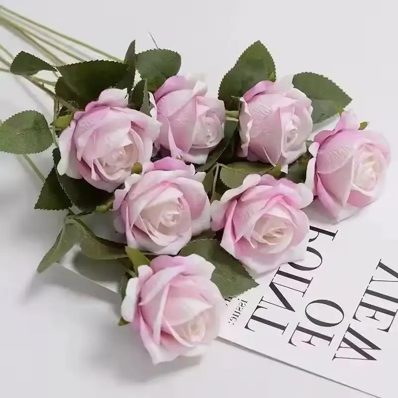Artificial Rose Flowers Realistic Faux Rose Stems Wedding Home Party Decor 20PC