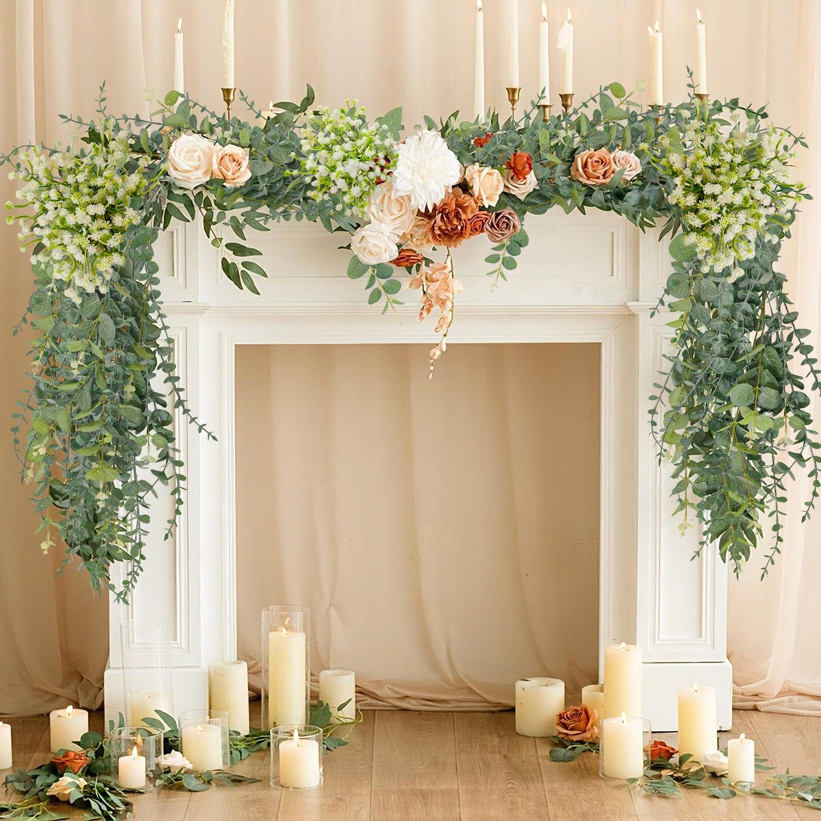 100 Pcs Mixed Eucalyptus Stems Bulk,Artificial Greenery Stems Bulk,3 Kinds Fa…