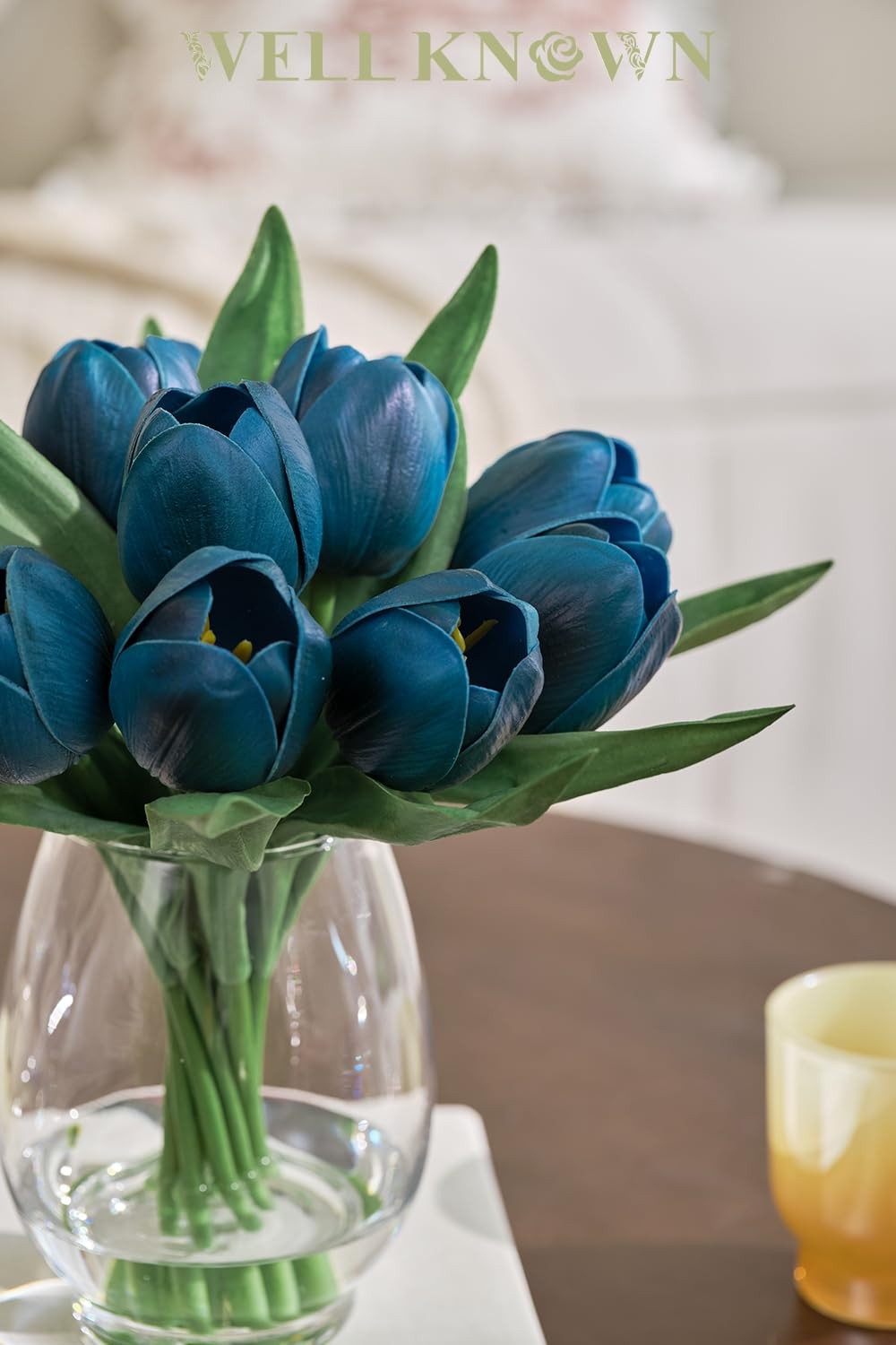 12 Pcs Fake Tulips Artificial Flowers in Vase with Faux Water, Foam Tulip Flo…