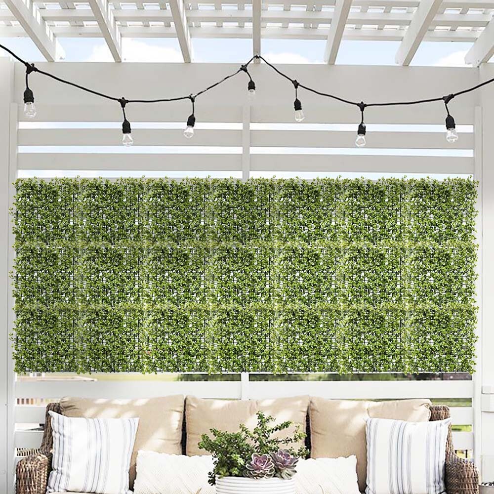 20×20″ Artificial Faux Leaf Olive Reineckea Carnea Fence Screen Wall Decor Panel