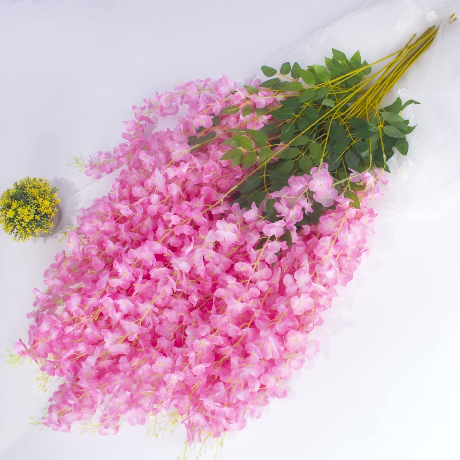 12 Pack Silk Wisteria Vine Hanging Flowers – Artificial Pink Floral Decor