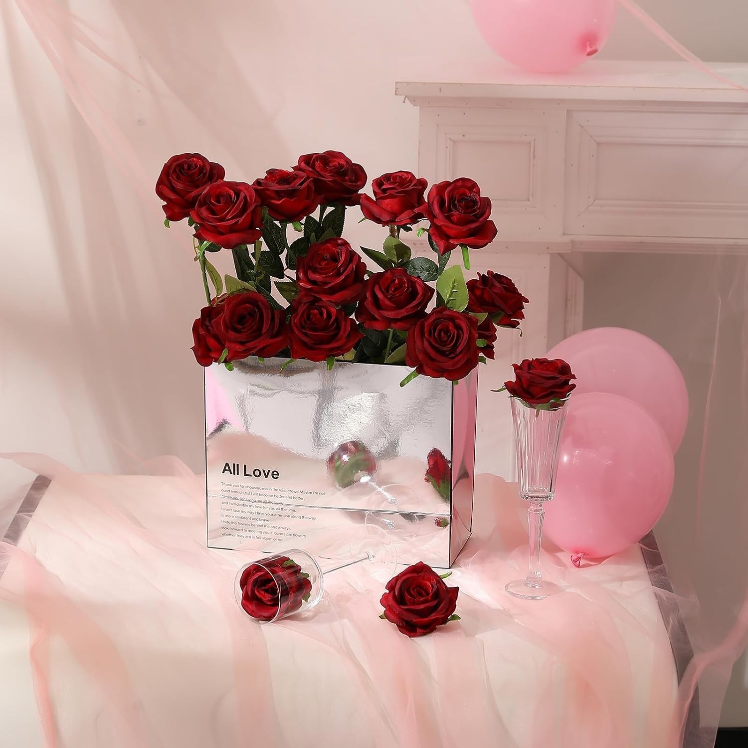 12PCS Maintenance-Free Burgundy Roses – Realistic Silk Flowers for Centerpieces