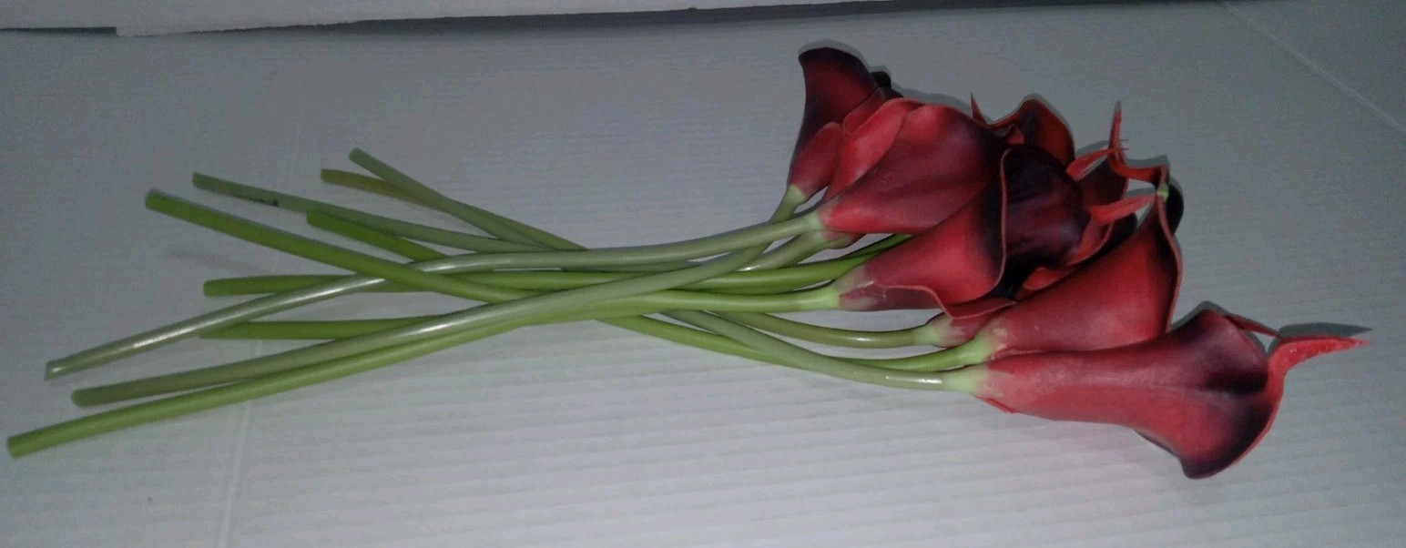10~Stem Bundle Of Brick Red Real Touch 12″ CALLA LILLIE Artificial Flowers