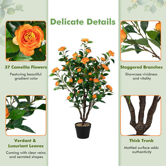 3.3 Feet Artificial Camellia Tree for Indoor and Outdoor – Color: Multicolor