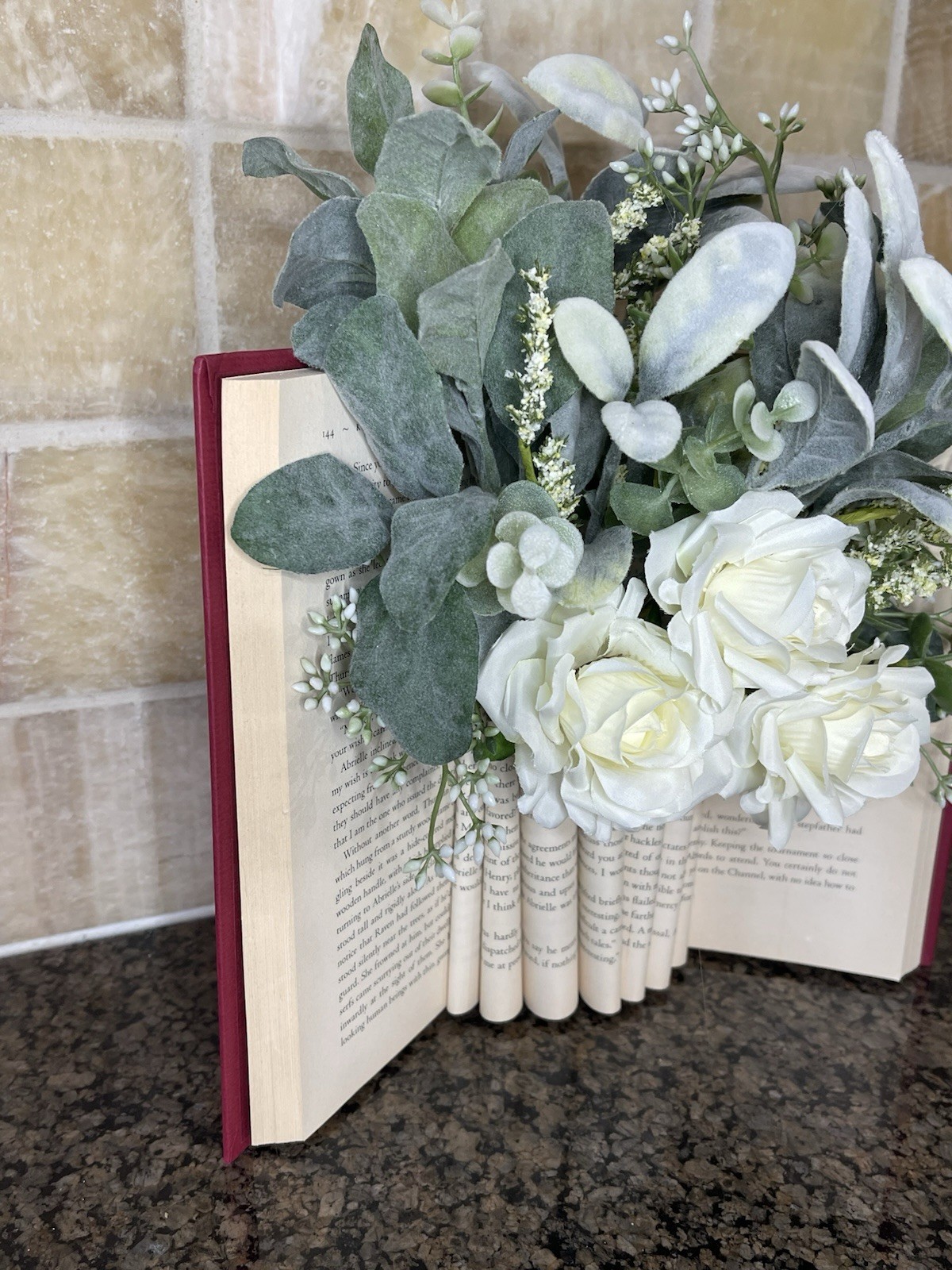Upcycled Book Vase with White Roses | Book Lover Decor, Book Girlie, Reader Gift