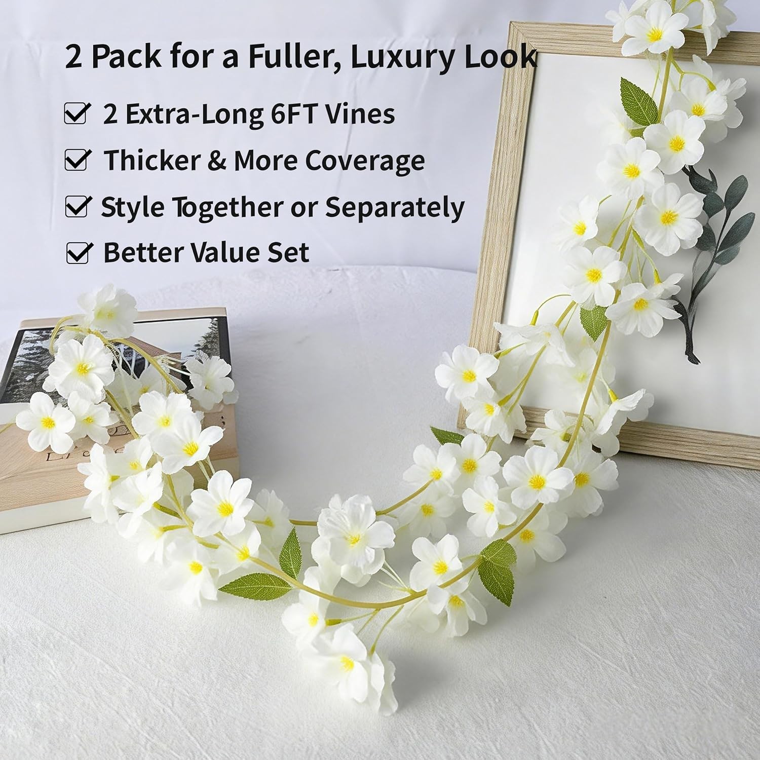 All-Season 6FT Artificial Silk Flower Garland Set – 2 Units for Indoor/Outdoor