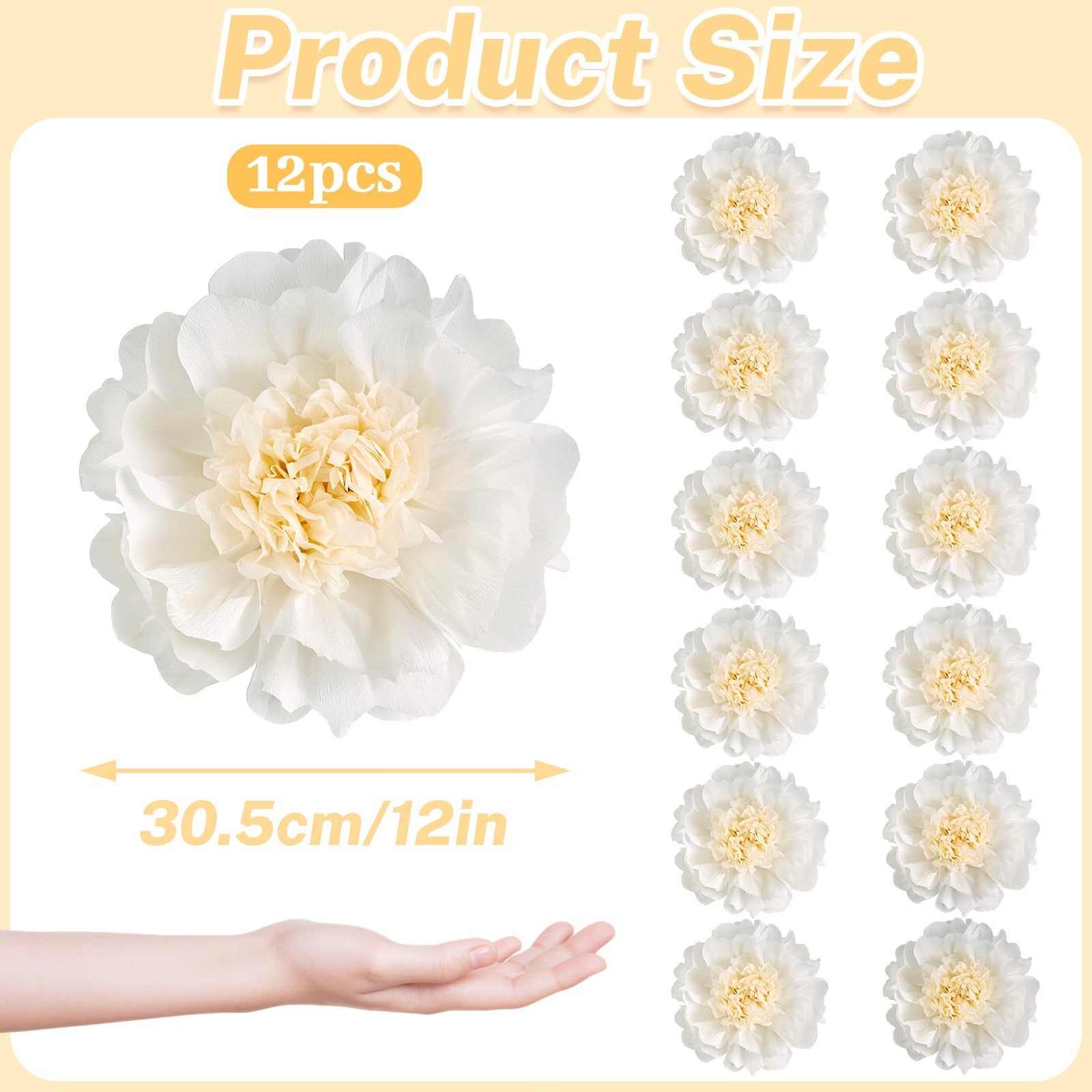 12PCS White Paper Flowers Decorations for Wall Giant Tissue Paper Flowers 12 …