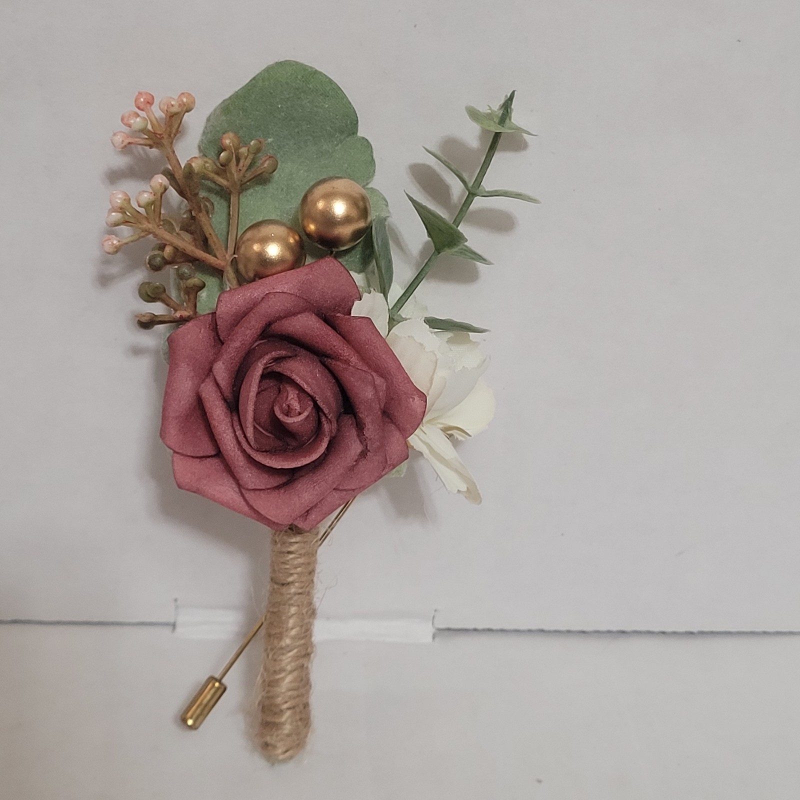 Set of 7 Blush Foam Rose Boutonnieres with Pins for Men Wedding. Brand New