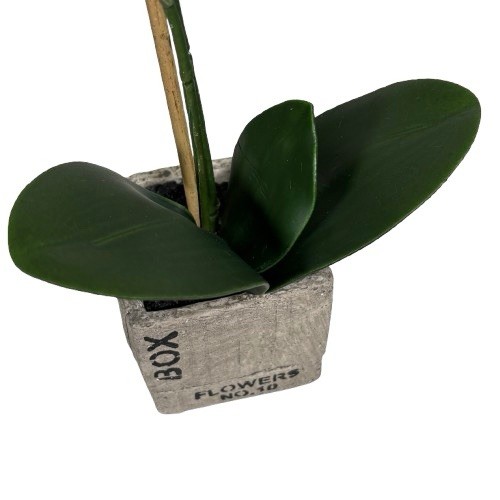 Potted Orchid Plant Faux Phalaenopsis Flowers Realistic Home Decor in Stone Pot