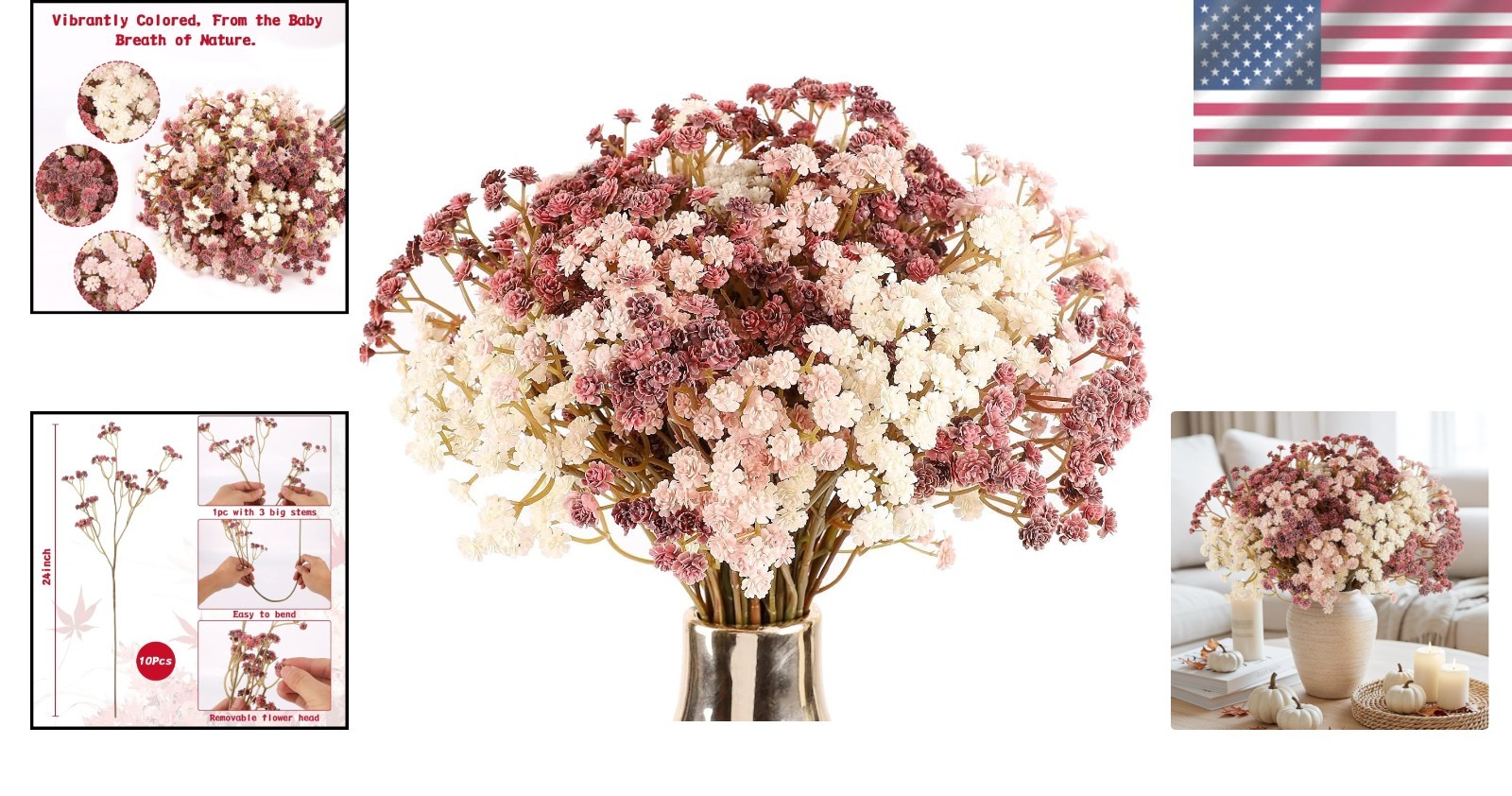Beautiful Mixed Color Faux Baby Breath Flowers – 10Pcs for Elegant Spaces