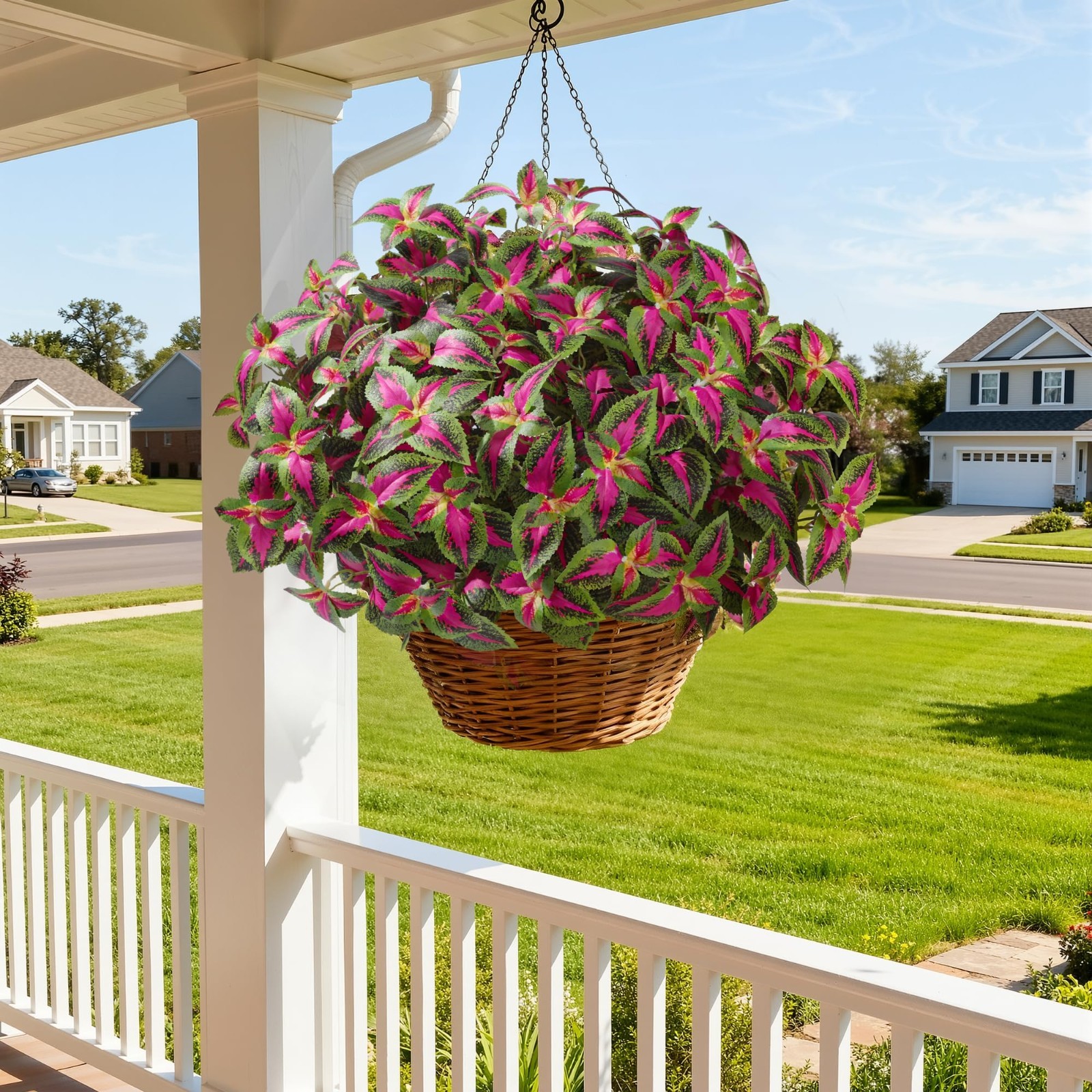 5 Pcs UV Resistant Faux Coleus Plants – Silk Greenery for Outdoor Garden Decor