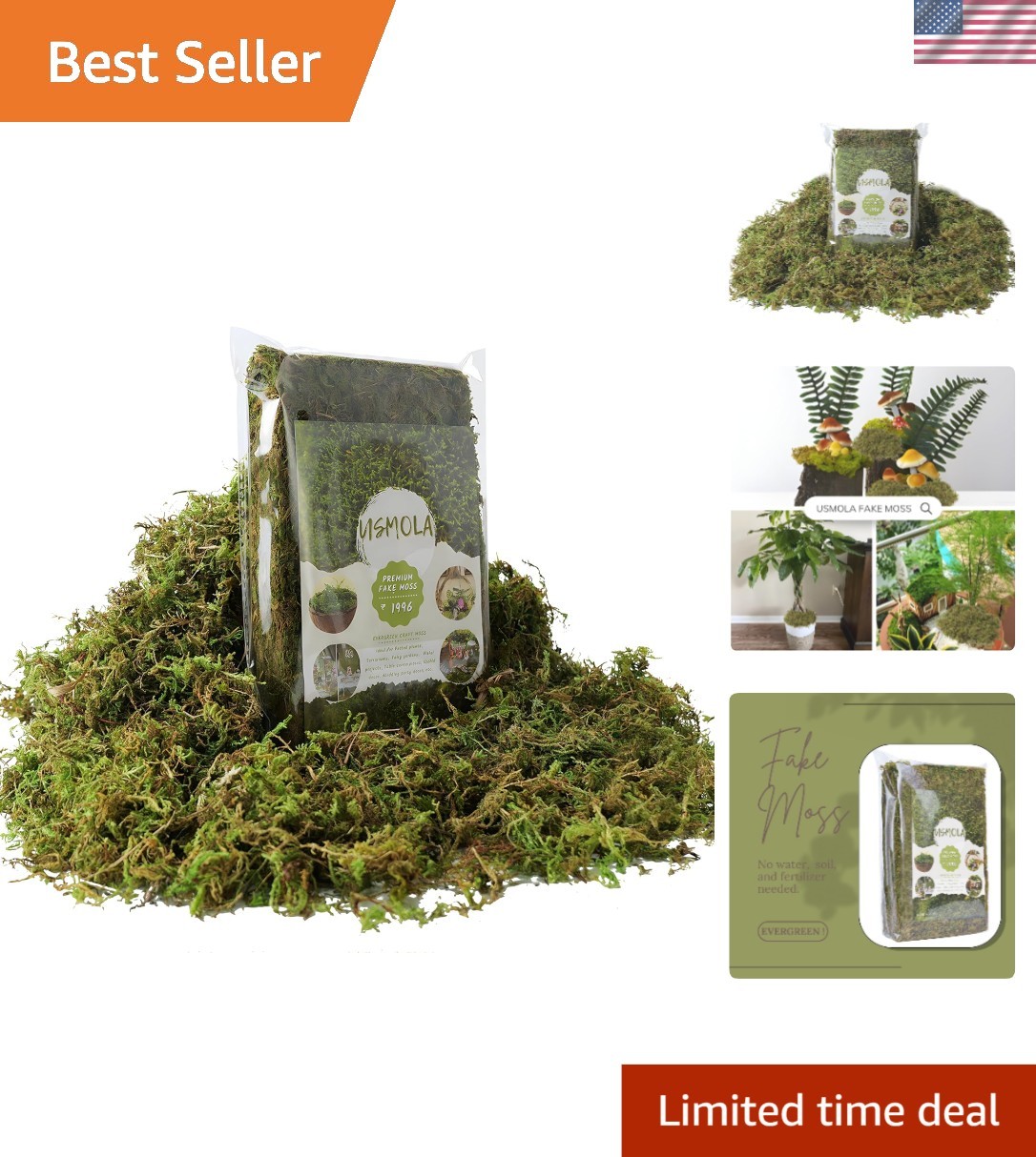 Fake Green Moss for Potted Plants, 4OZ Artificial Moss for DIY Crafts, Faux M…