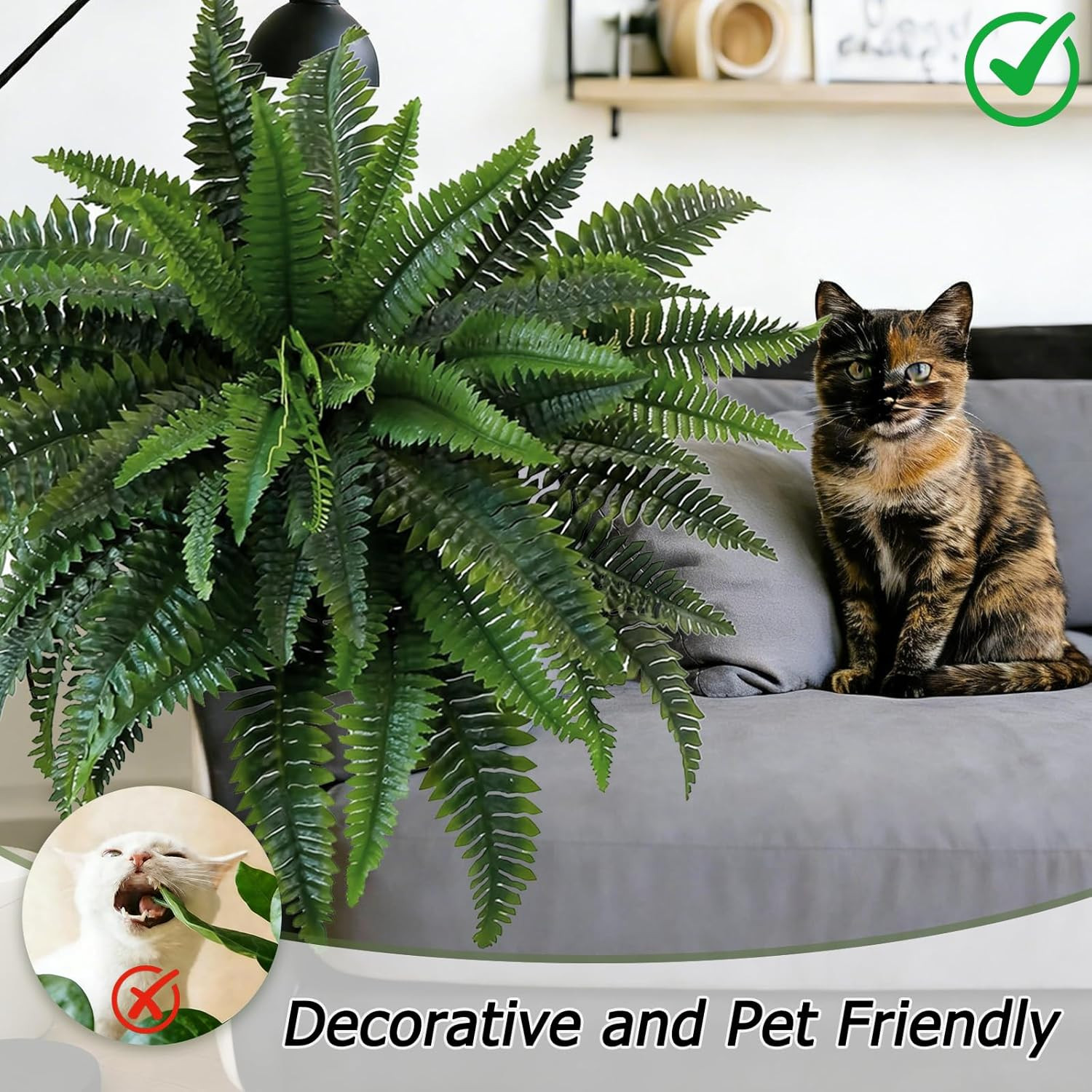 Large Artificial Boston Fern Bush – 2 Pack for Indoor & Outdoor Decor