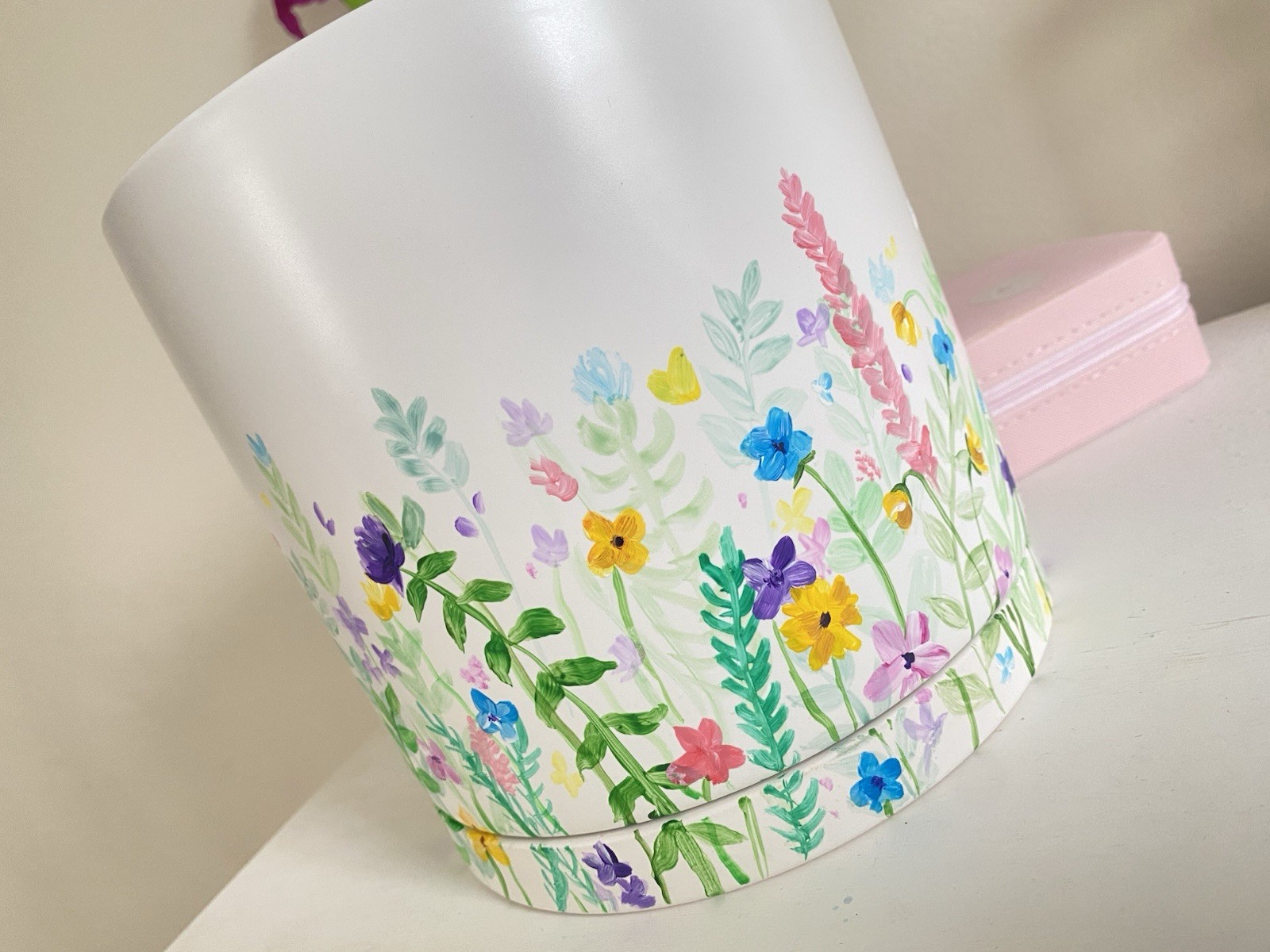 Hand-Painted Flower Pot – Wildflower Garden Design, 6.5 inch, Boho Planter