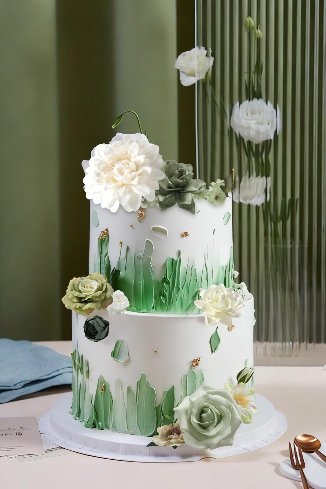 Forest Green Artificial Flowers Combo Box Set Silk Fake Rose DIY Wedding Decor