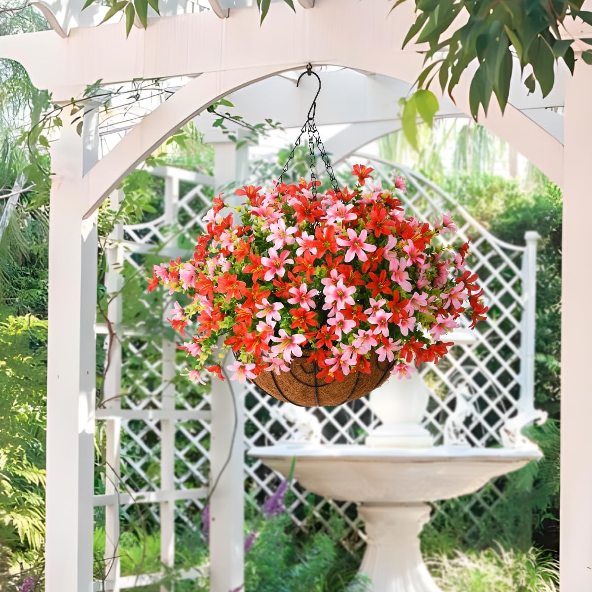 Artificial Hanging Flowers for Outdoors, 5 Bundles UV Resistant Artificial Ha…