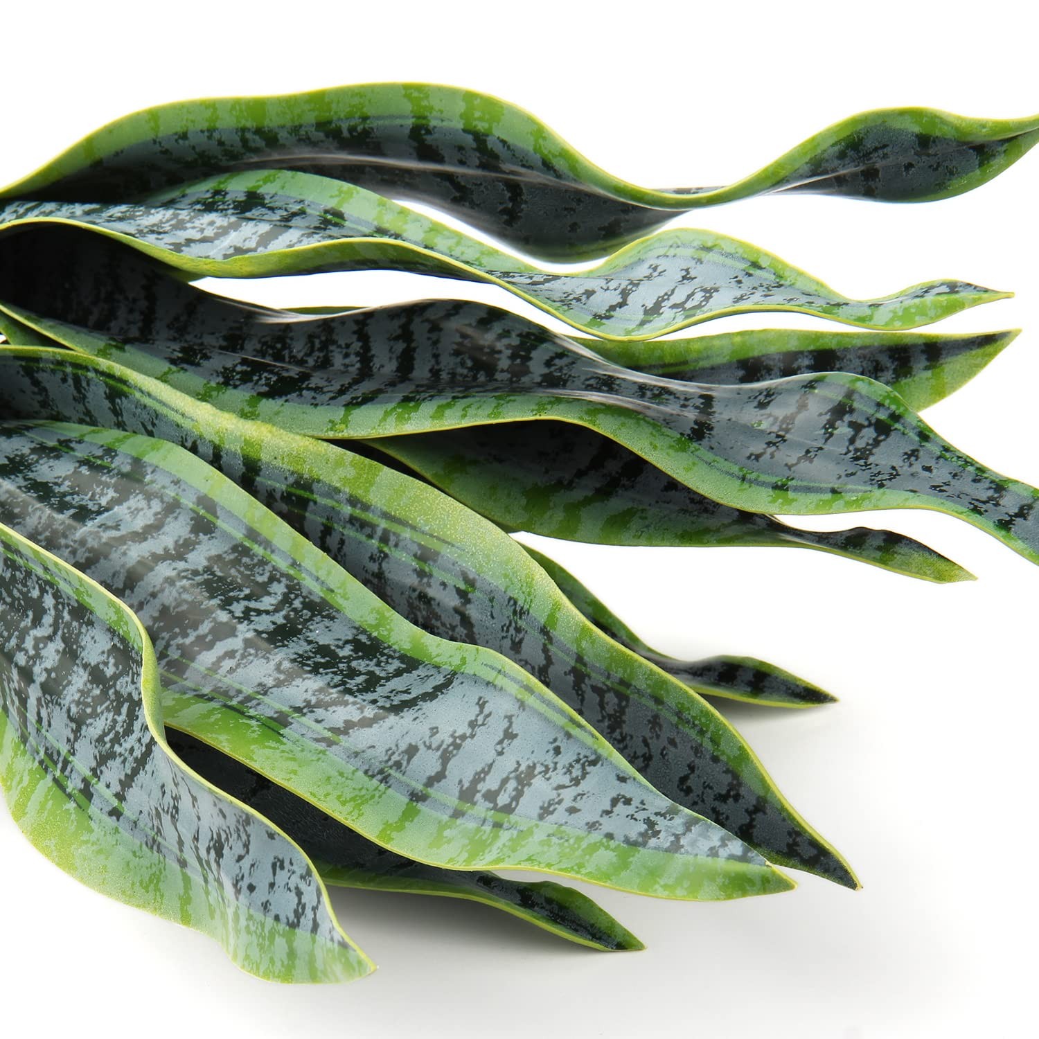 Briful Fake Snake Plant 16″ Faux Potted Plant Artificial Snake Plant with Whi…