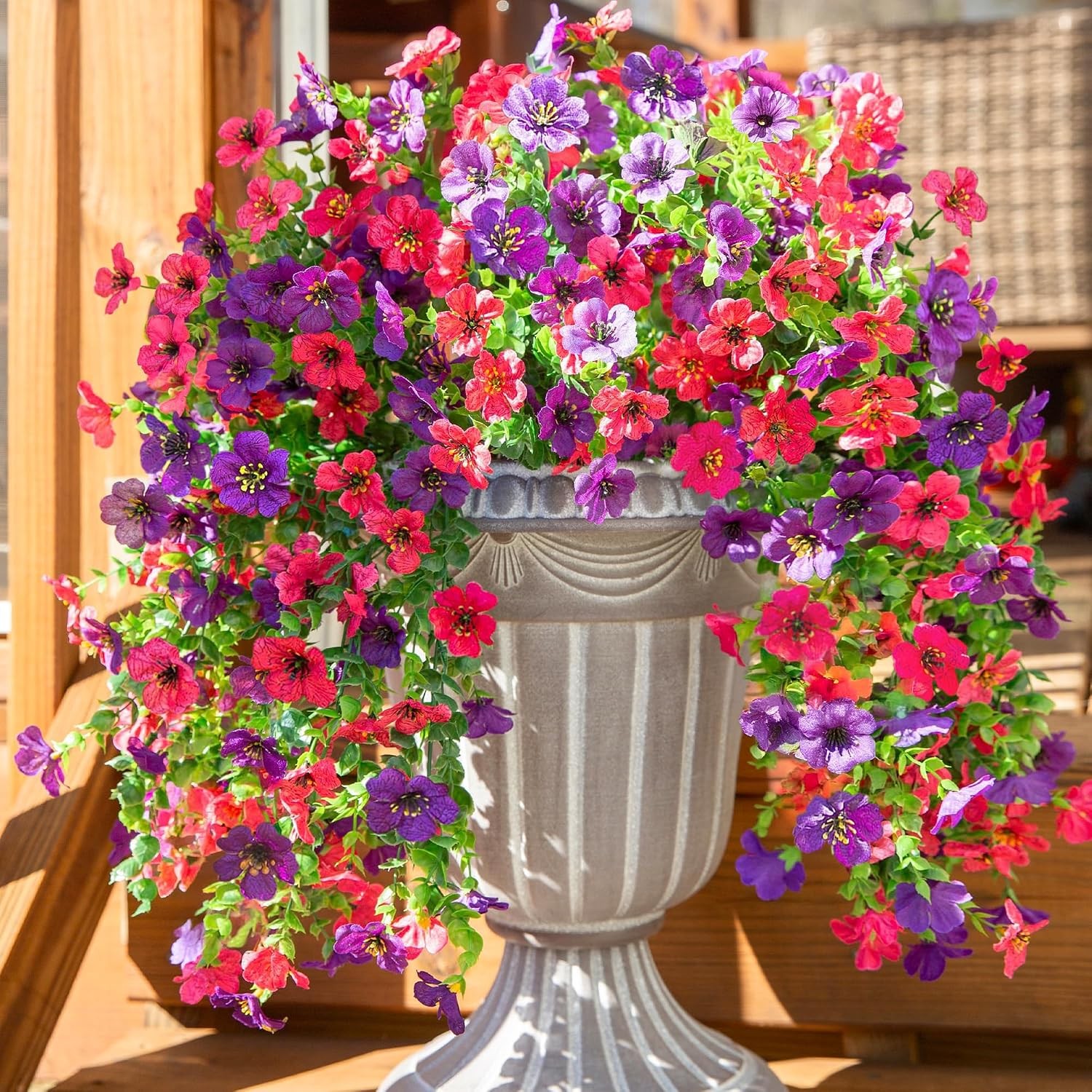 Artificial Faux Hanging Flowers Plants for Spring Outdoor Outside Decoration, 2