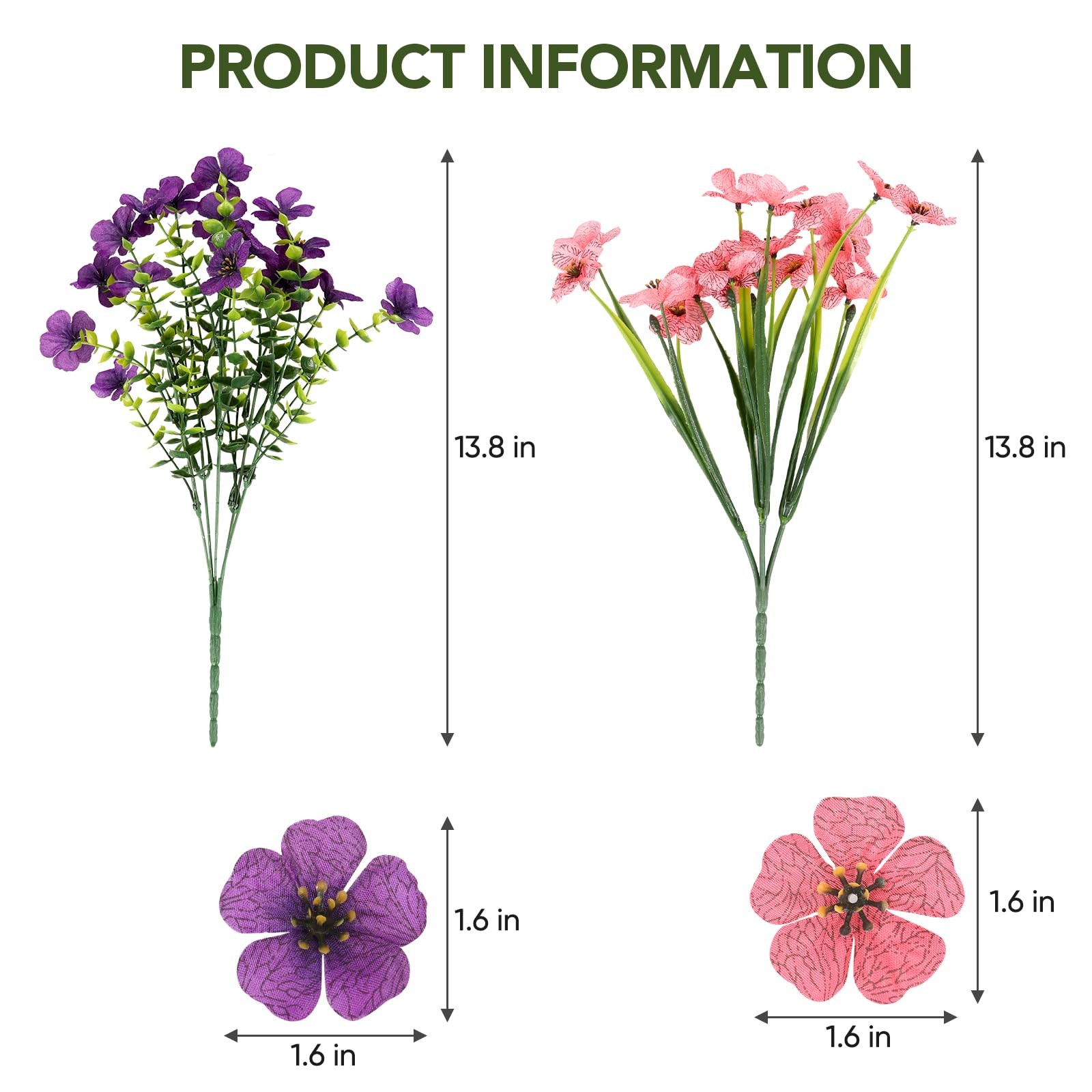 24 Bundles Outdoors Artificial Flowers UV Resistant Fake Silk Flowers Garden …