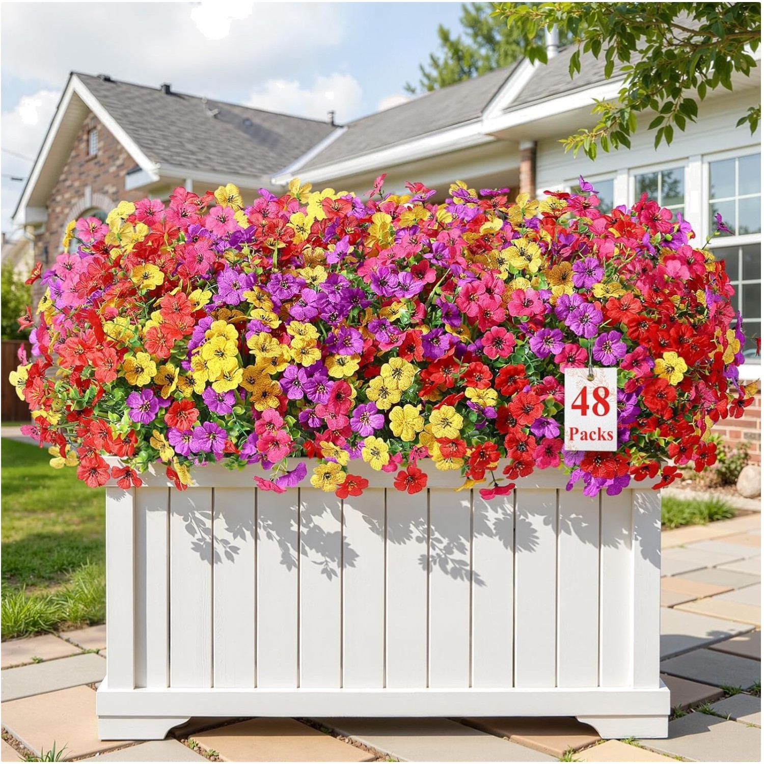 48 Bundles UV Resistant Silk Artificial Flowers for Indoor & Outdoor Decor
