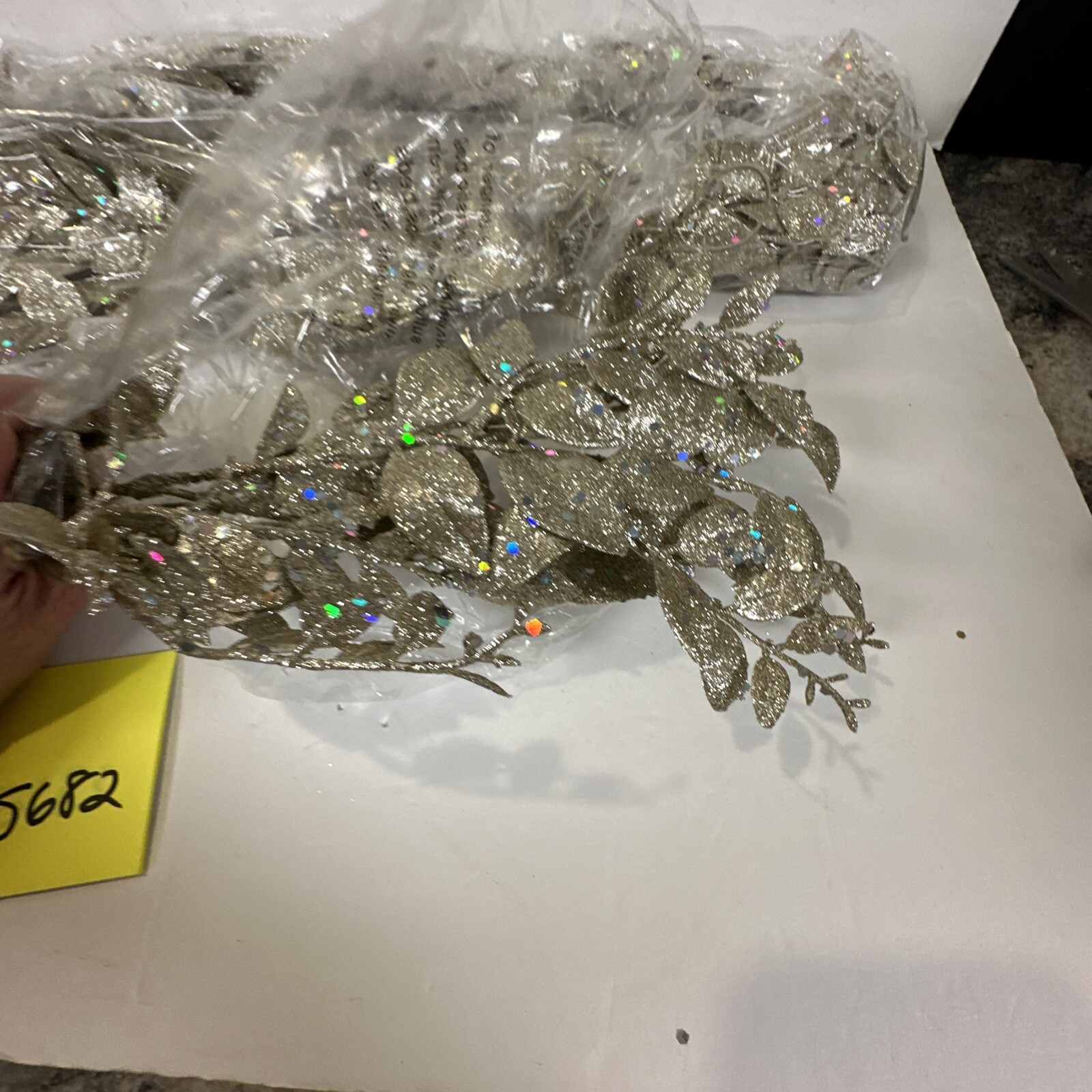 Set of 2 Silver 4′ Shimmering Leaf Garlands Glitter Valerie Parr Hill