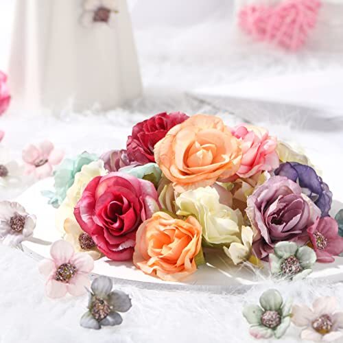 174 Pieces Fake Mini Flowers for Crafts Small Silk Artificial Fabric Flowers