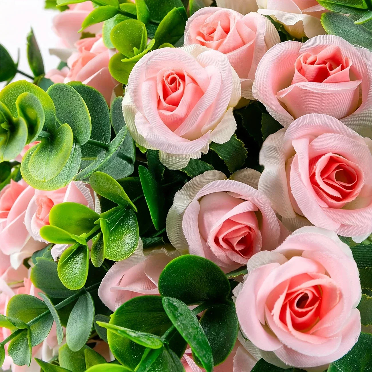10 Heads Artificial Flower Silk Rose White Eucalyptus Leaves Peony Bouquet Fake