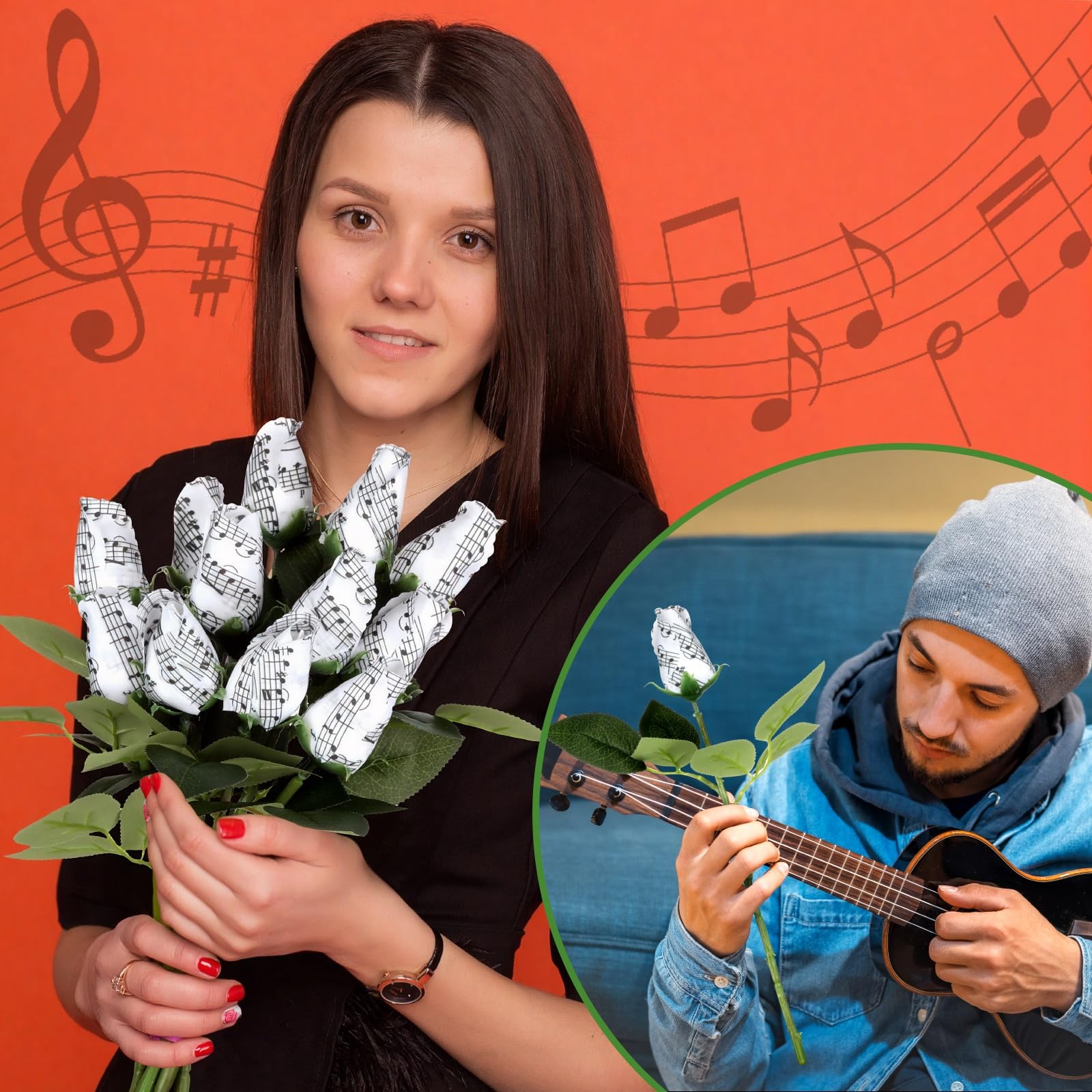 Suncalla 12 Pcs Music Rose Flowers Gift Bulk Music Note Paper Flower Bouquet …