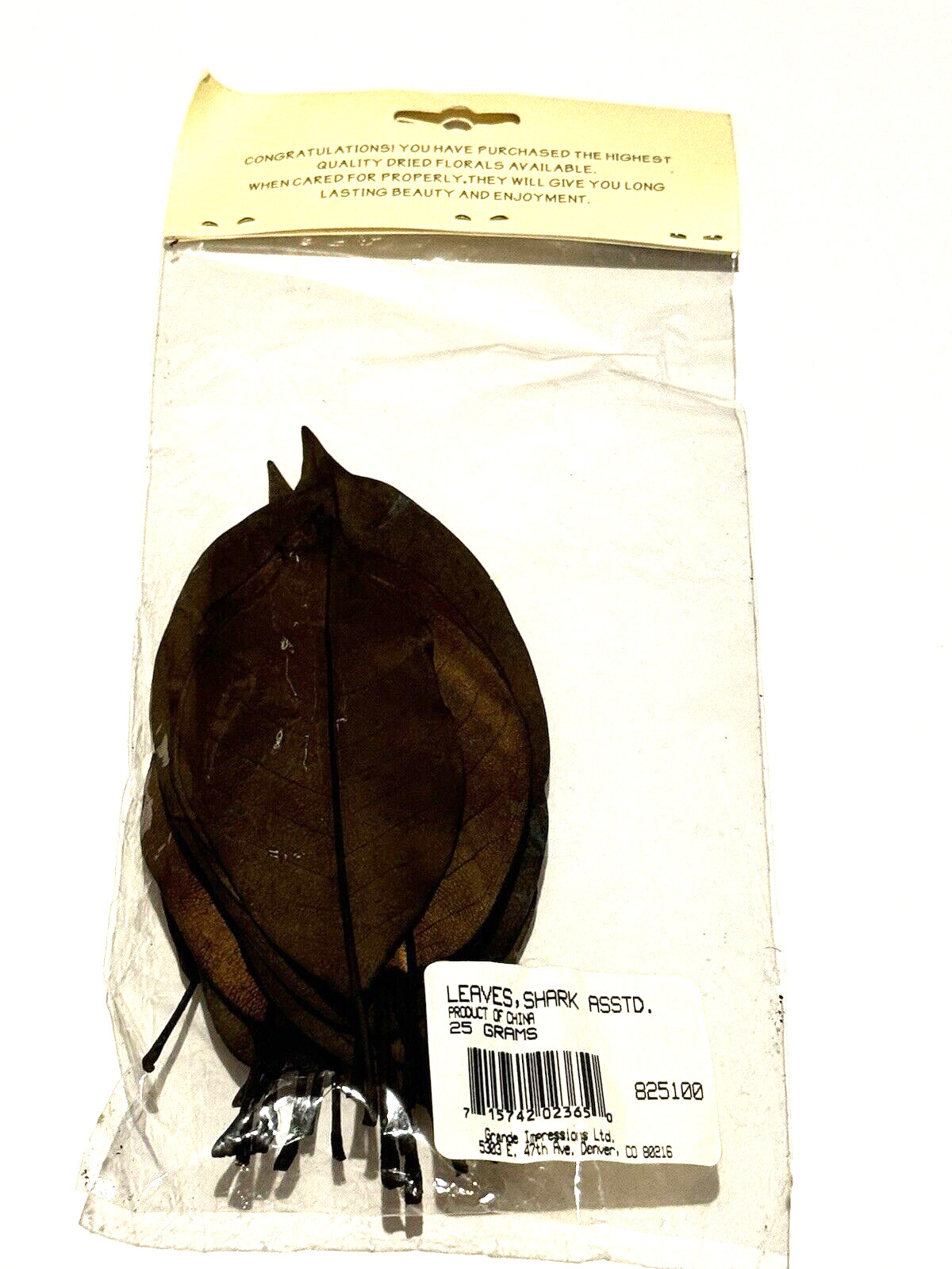 Grand Impressions Dried Florals Leaves Shark 825100 Wedding Craft Decor NEW READ
