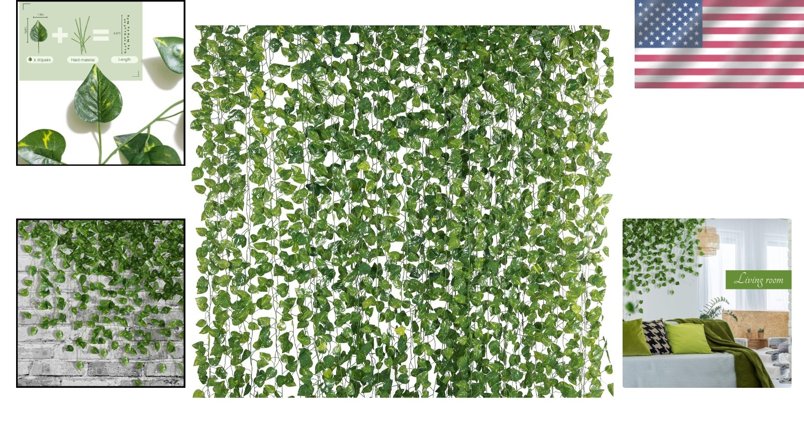 Realistic Silk Ivy Vines – 12-Pack Hanging Garlands for Events & Decoration