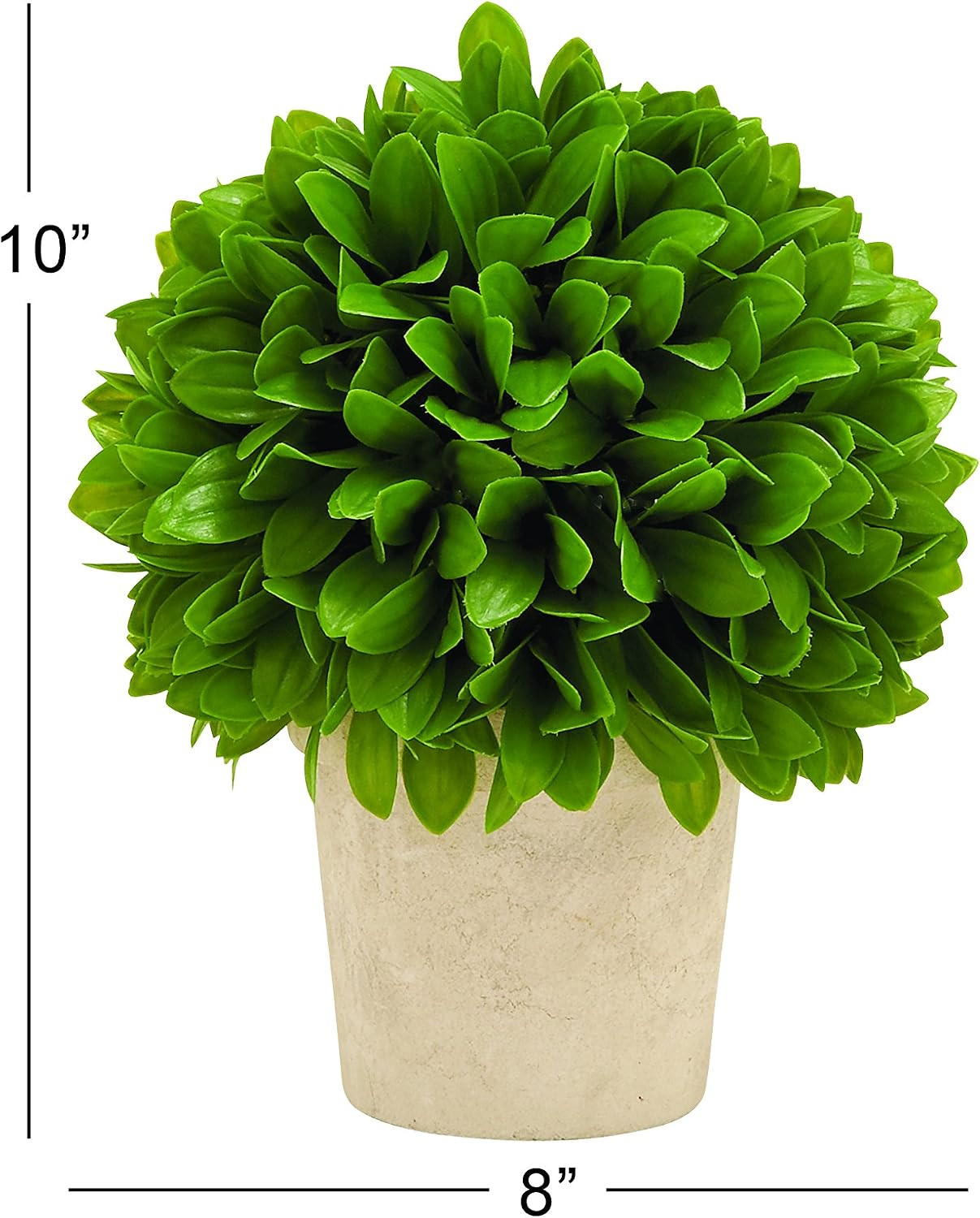 8X8X10 Faux Boxwood Topiary Ball, Artificial Foliage, Beige Paper Pot, Green