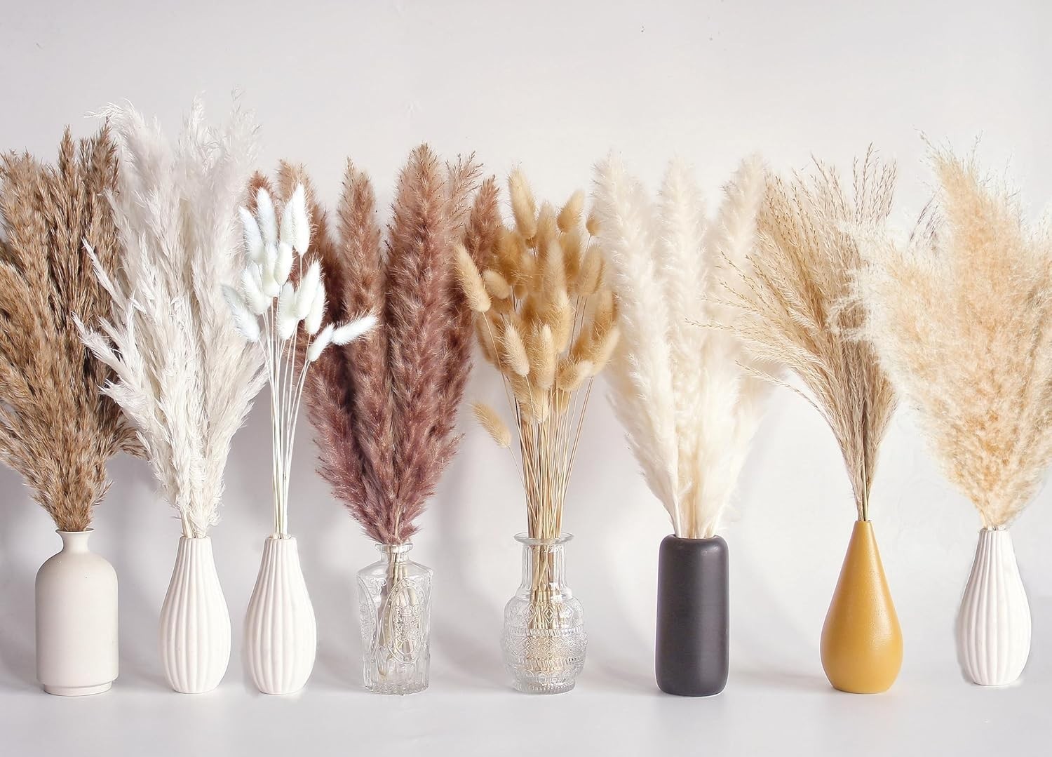 Bunny Tails Dried Flowers, Pampas Grass Bouquet – 130 PCS