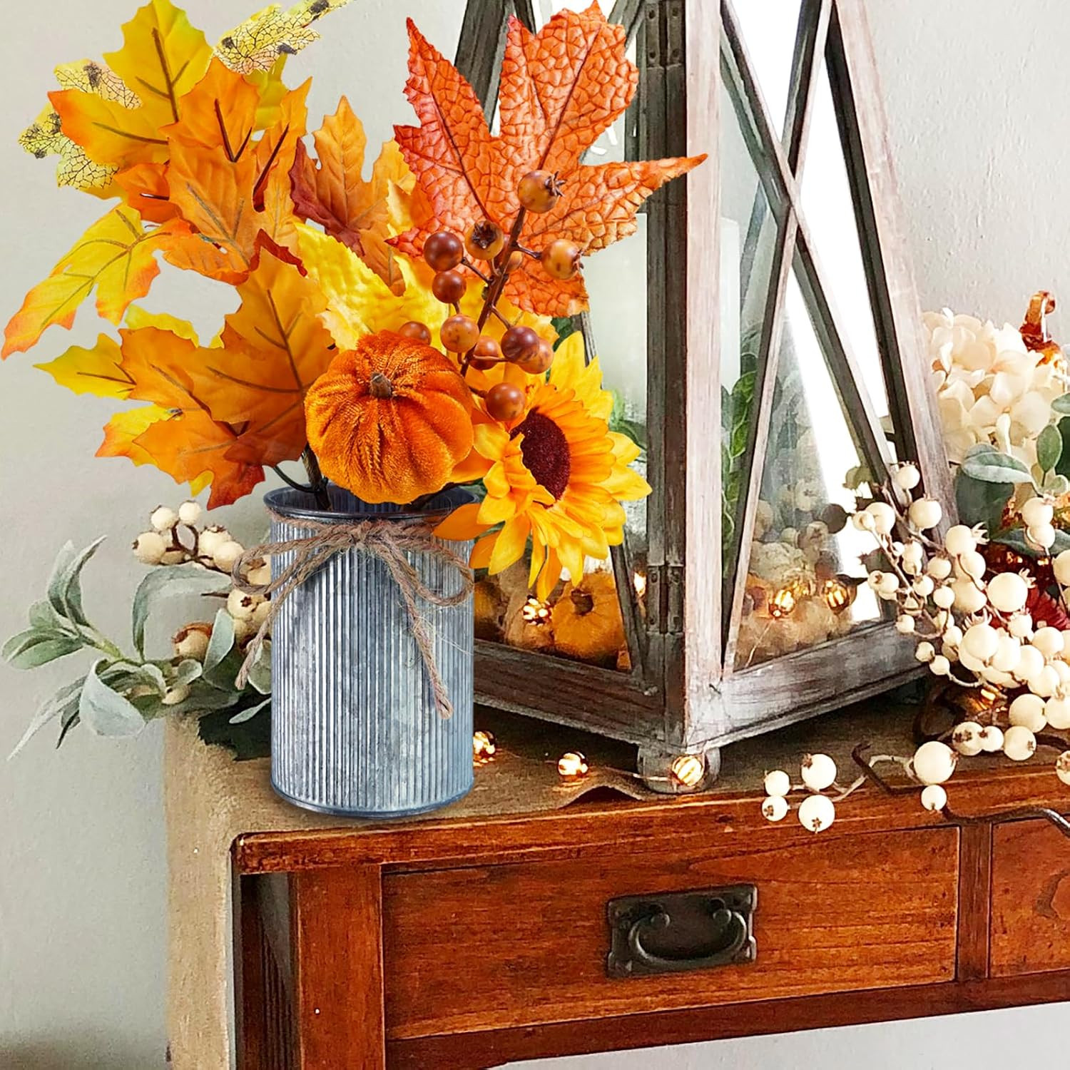 3 Pack Fall Faux Potted Plants Rustic Thanksgiving Floral Arrangements