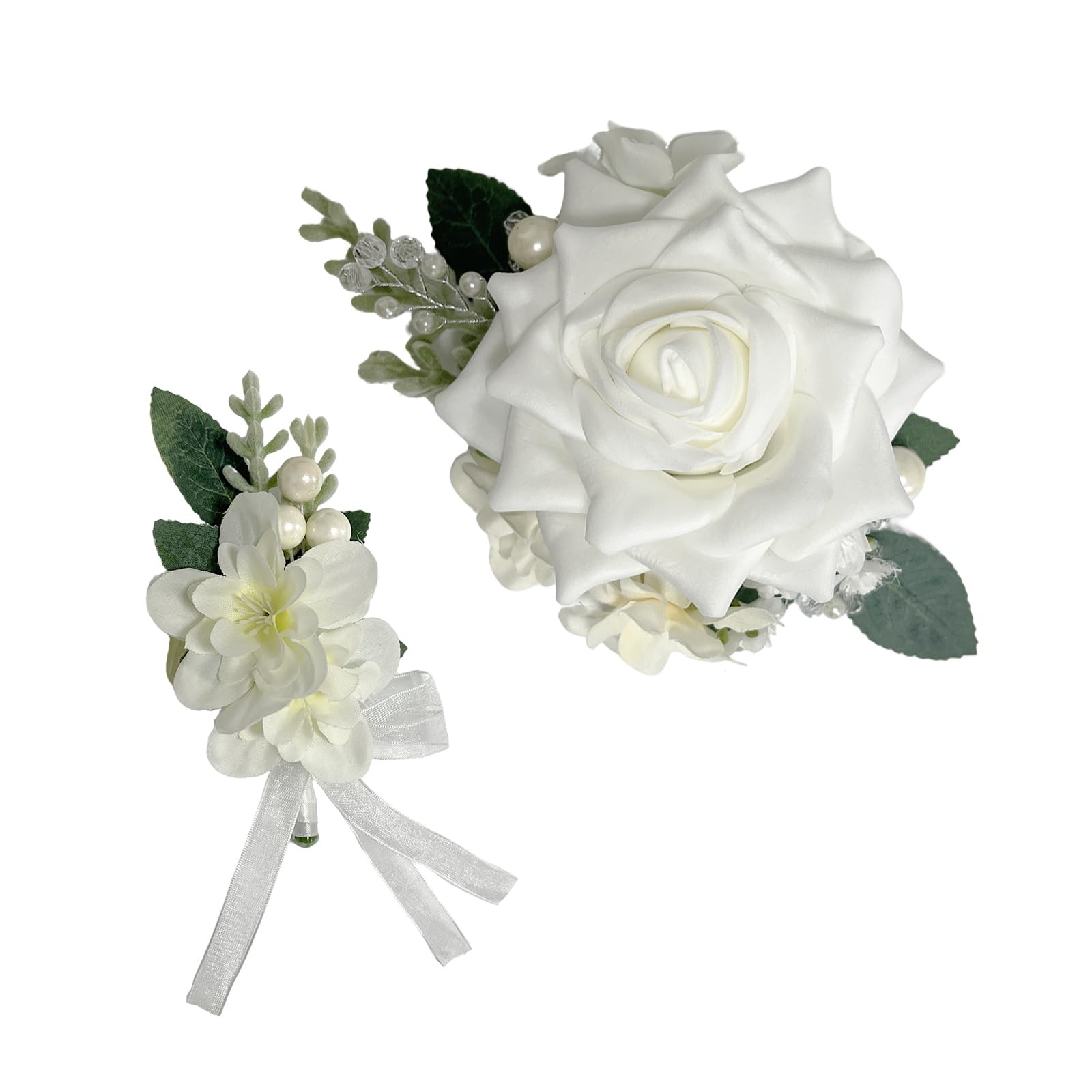 Corsage and Boutonniere Set for Bride Groom Bridesmaids Groomsmen Wedding Pro…