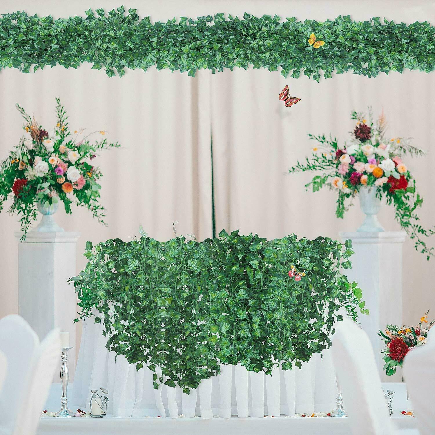 12pcs Artificial Ivy Leaf Plants Vine Hanging Garland Fake Flowers Home Decor