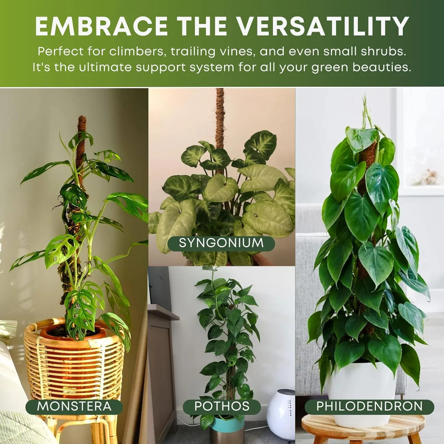 28 Inch 2 Pack Bendable Moss Pole Monstera Plant Support Plant Stakes for Indoor