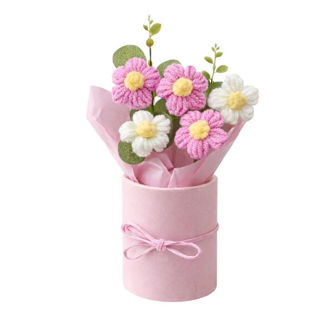 Handmade Pink Crochet Bouquet- Pack of 1 – Hand Woven Knitted Artificial