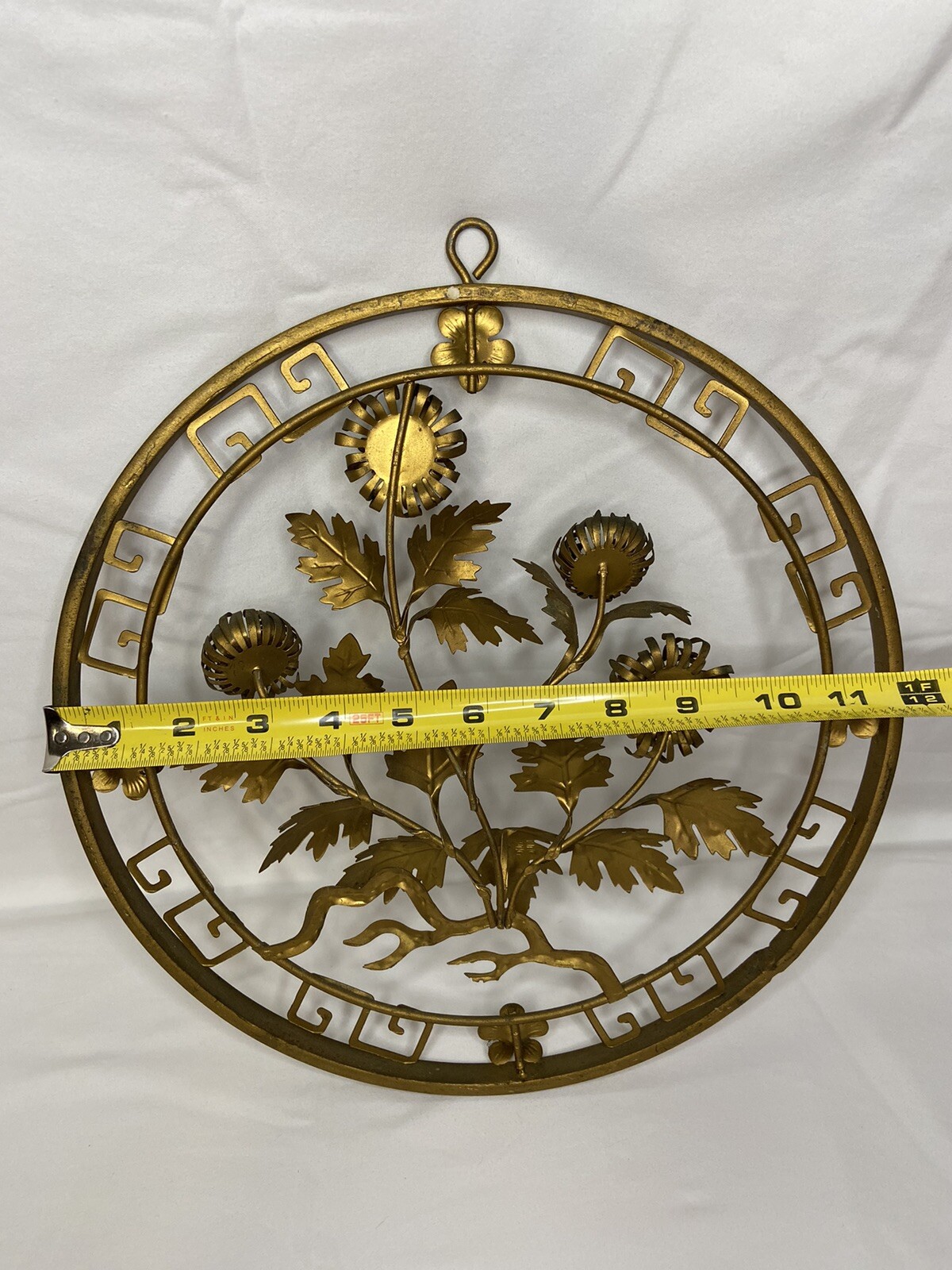 Vintage Gold Flower 3D Medallion 12” Diameter Wall Decor