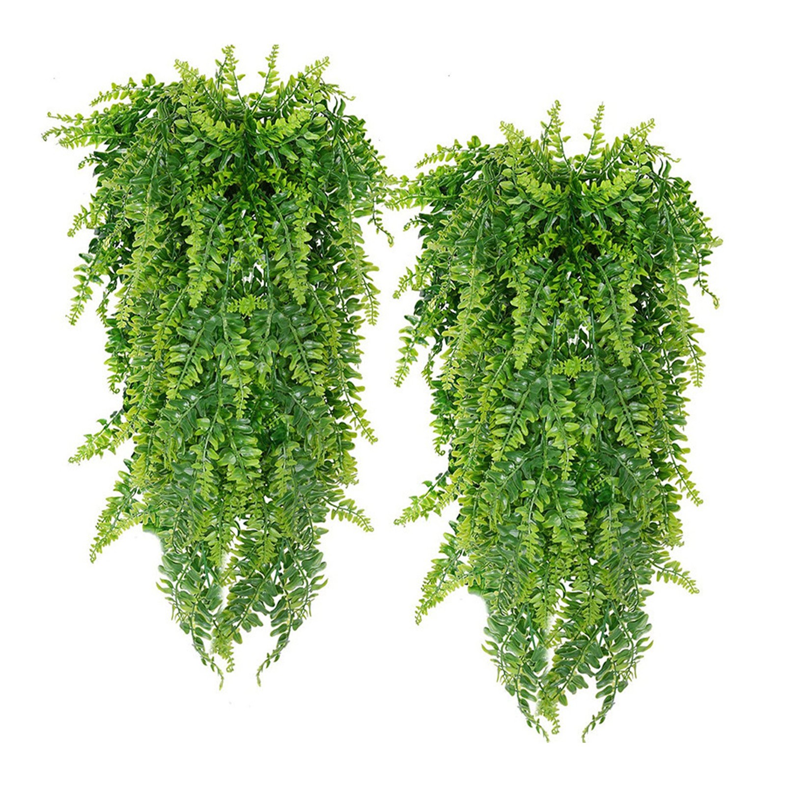 2pcs Artificial Hanging Plants Fern Lifelike Decoration For Home Green 75cm