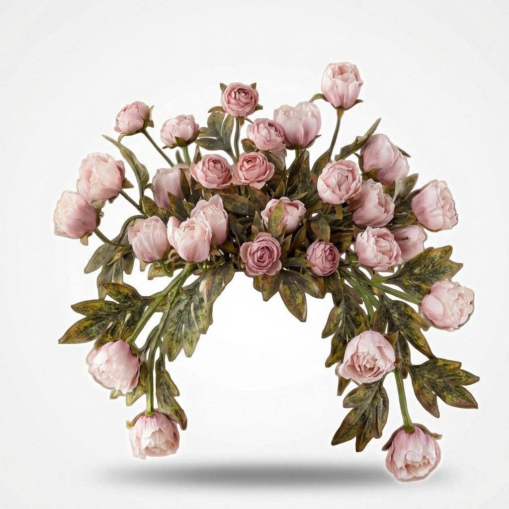 8 Pack Faux Peony Stems Vintage Artificial Silk Flowers DIY Decor 16”