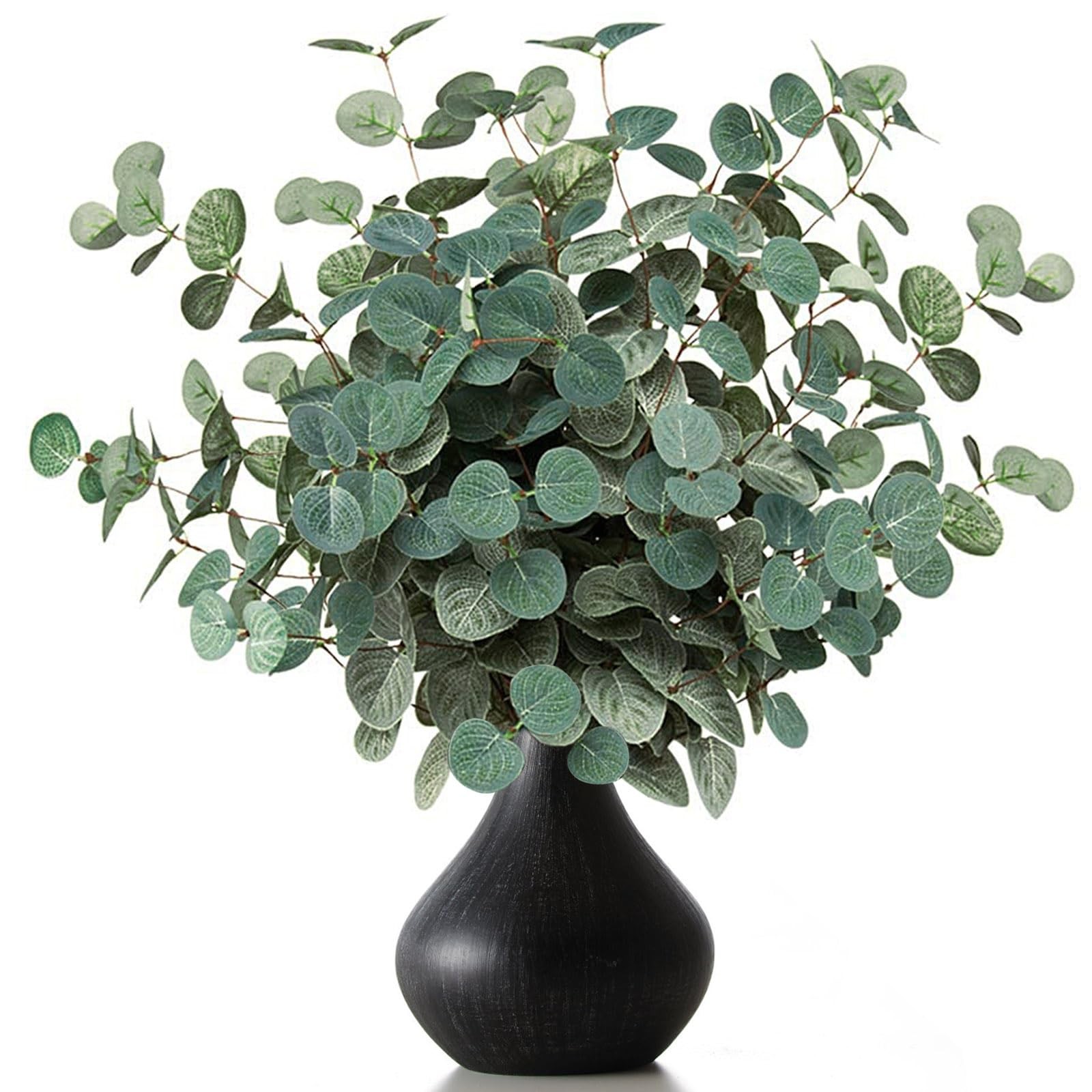 6pcs Artificial Eucalyptus Leaves Stems Bulk 24.8” Silver Dollar Eucalyptus A…
