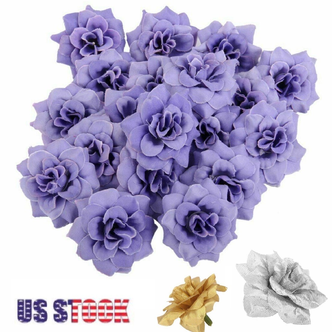 50PCS Artificial Fake Rose Silk Flower Head Wedding Party Garden Home Decor USA